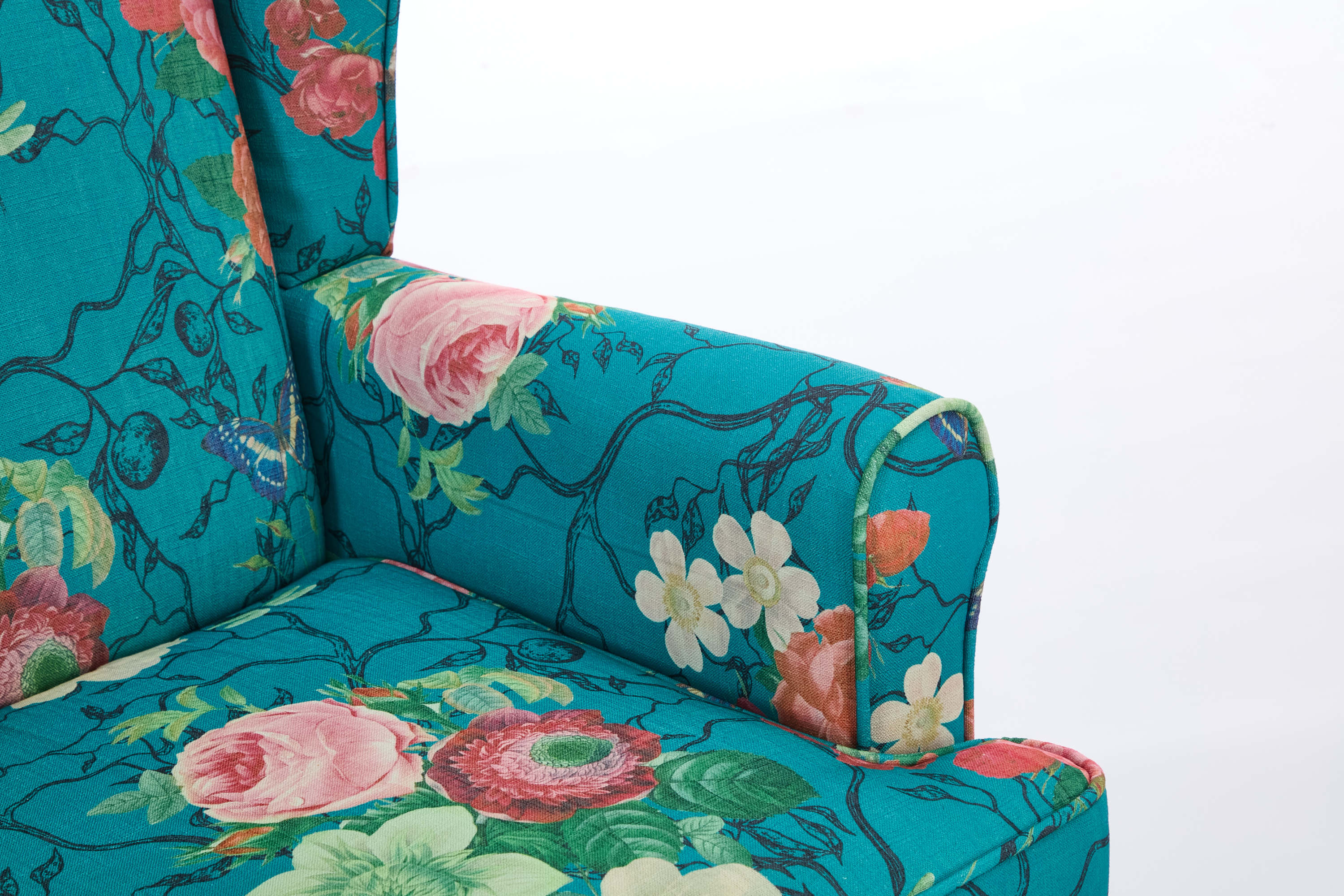 Modern Accent Chair with Retro Wood Legs - Floral - Image 24