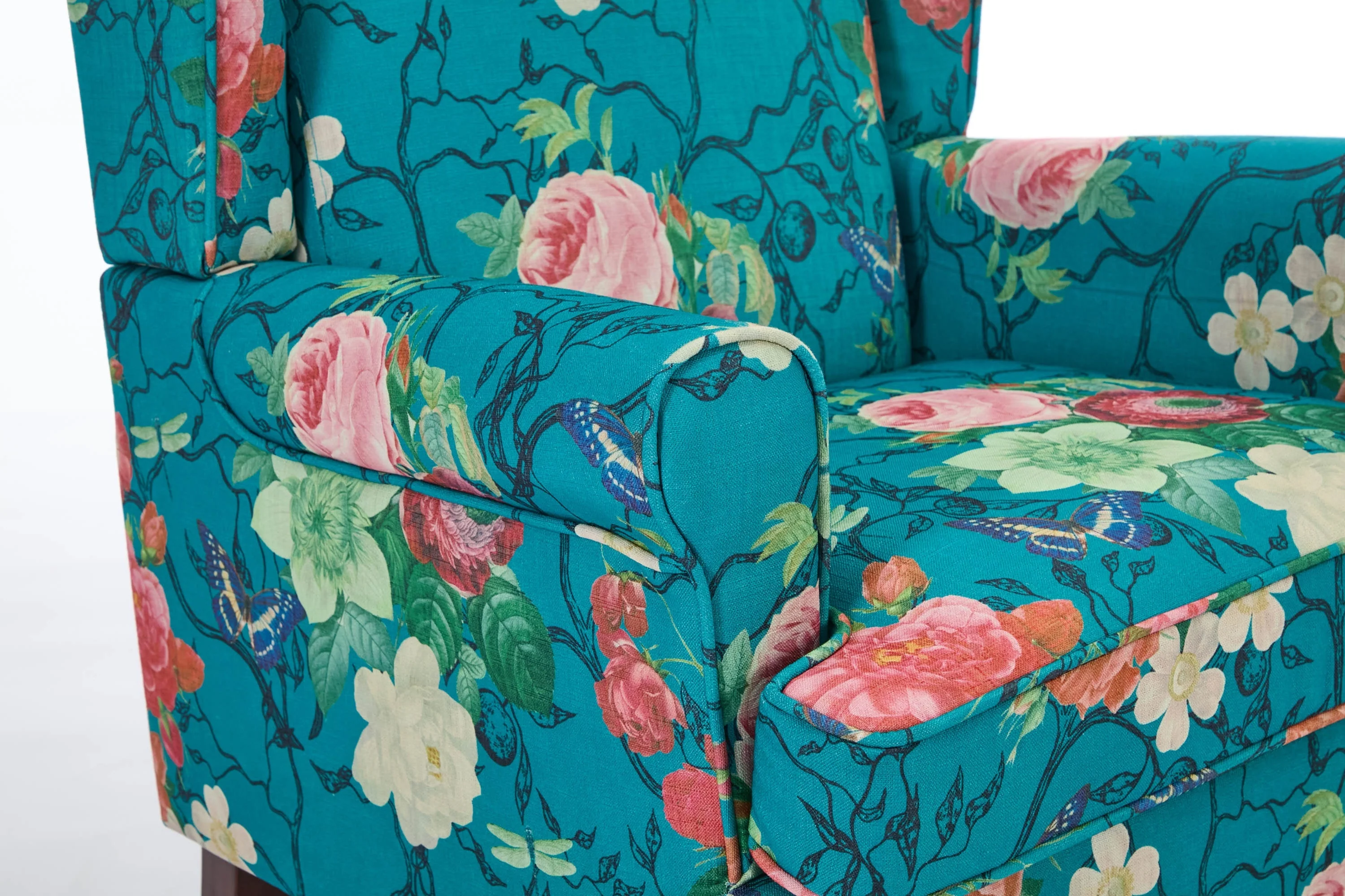 Modern Accent Chair with Retro Wood Legs - Floral - Image 26