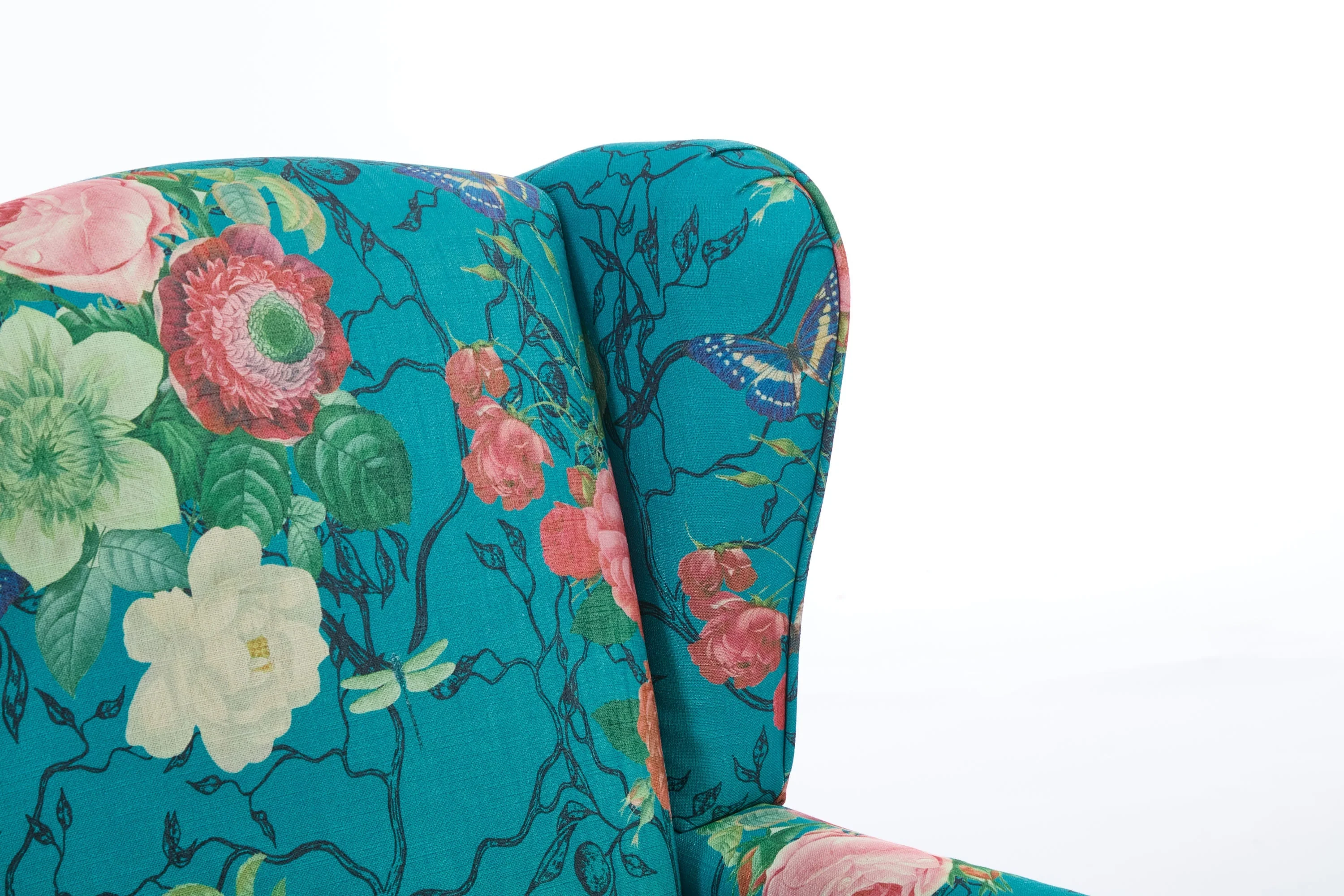 Modern Accent Chair with Retro Wood Legs - Floral - Image 28