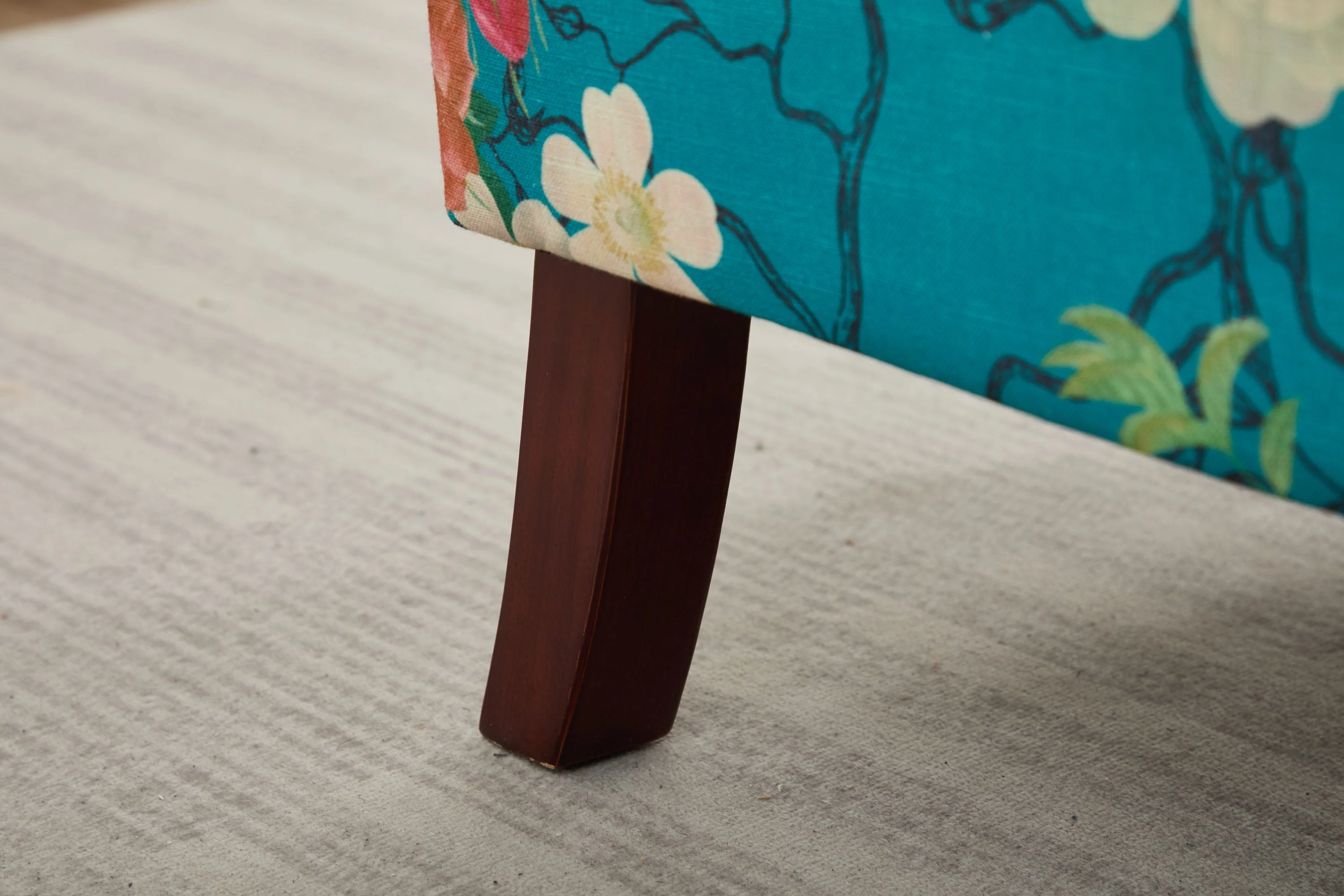 Modern Accent Chair with Retro Wood Legs - Floral - Image 6