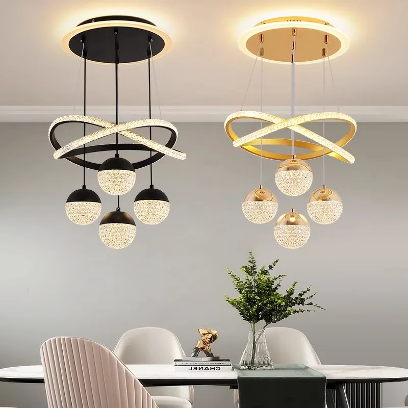 Modern Acrylic Crystal Chandelier Pendant Light LED Dining Bedroom Living Room - Image 3