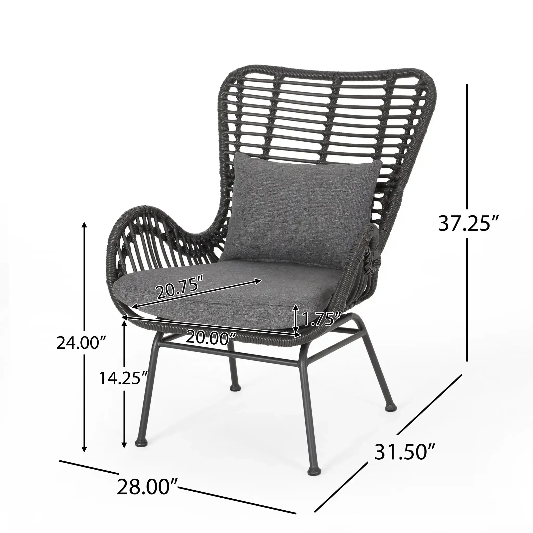 Modern Aesthetic Outdoor Rattan Accent Chair With Metal Legs - Image 6