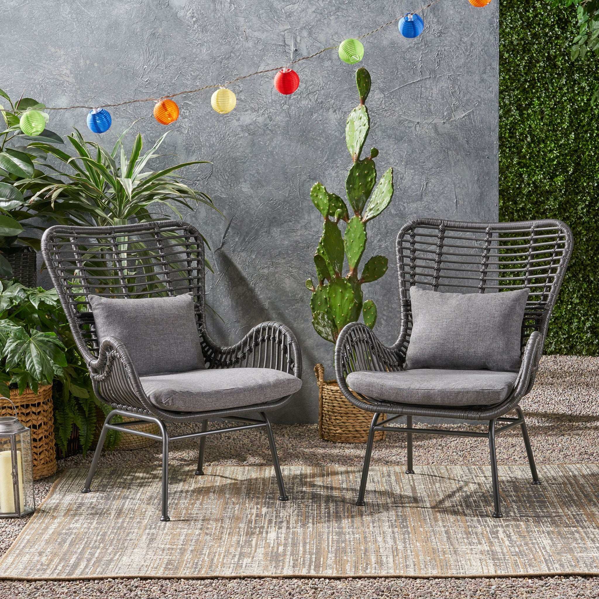 Modern Aesthetic Outdoor Rattan Accent Chair With Metal Legs - Image 7