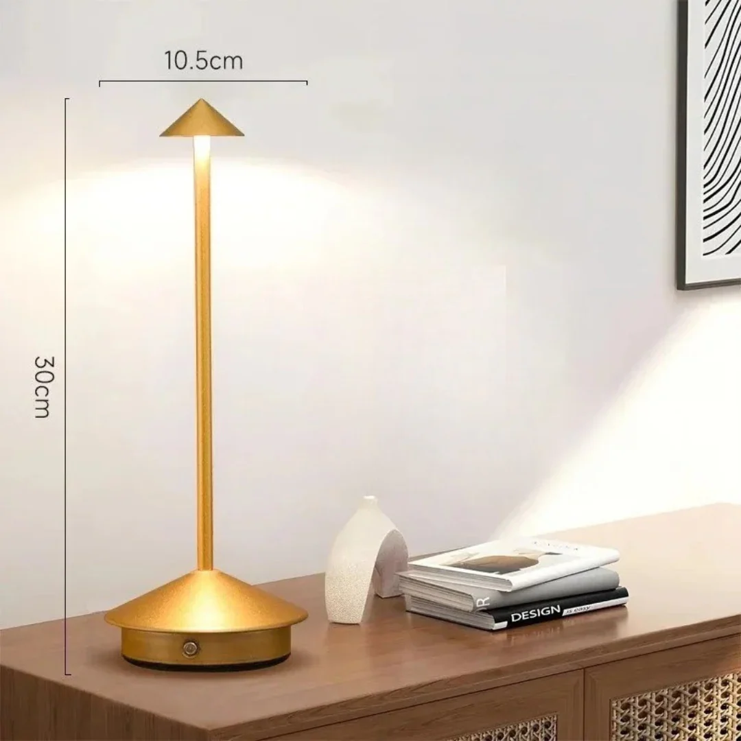 Modern Aluminium Cone LED Table Lamp Rechargeable Touch Dimmable - Image 3