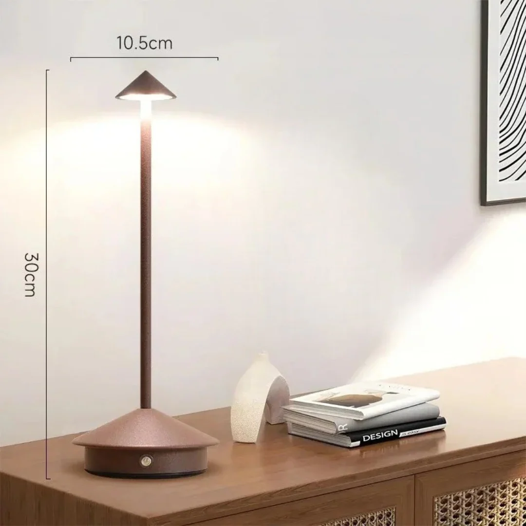 Modern Aluminium Cone LED Table Lamp Rechargeable Touch Dimmable - Image 4