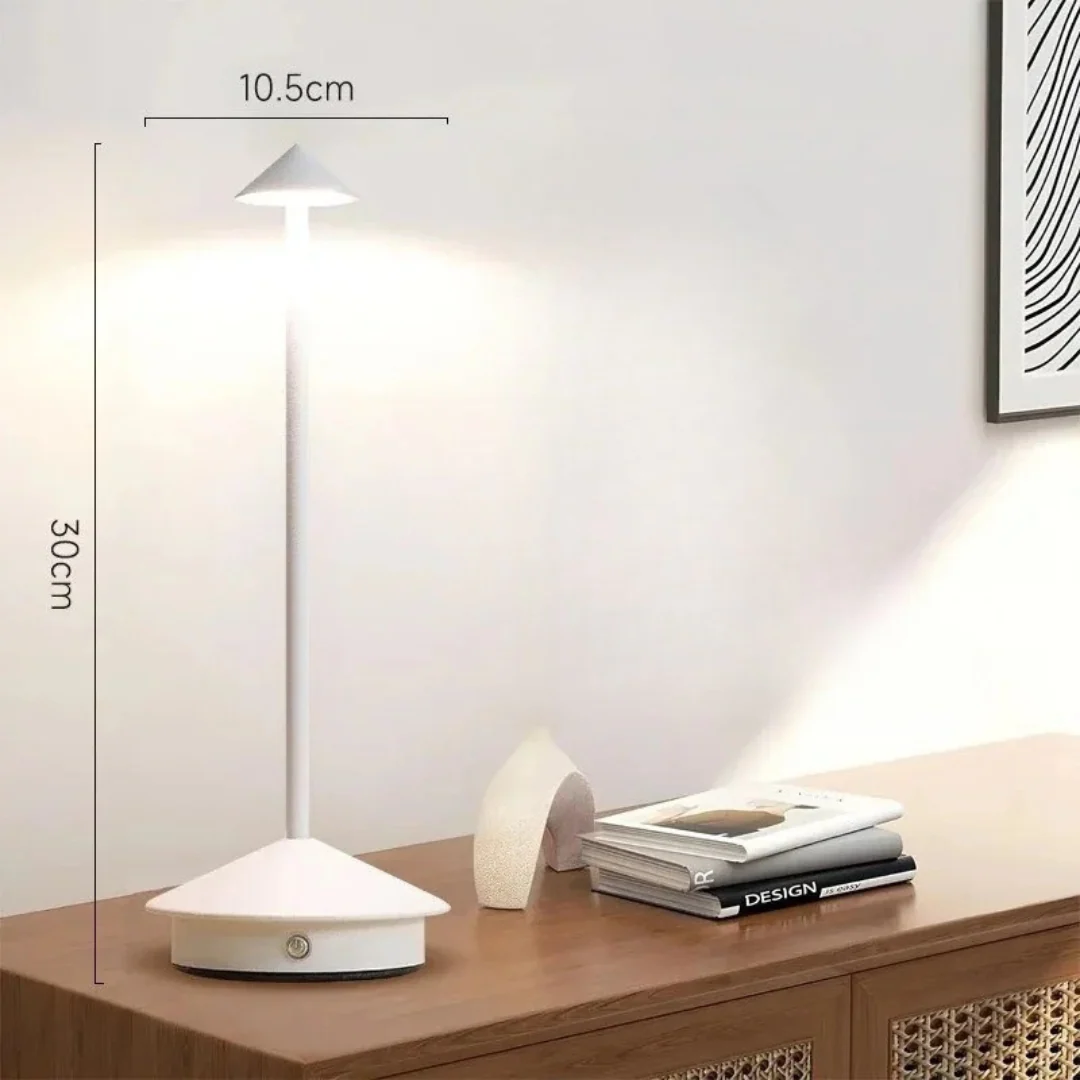 Modern Aluminium Cone LED Table Lamp Rechargeable Touch Dimmable - Image 5