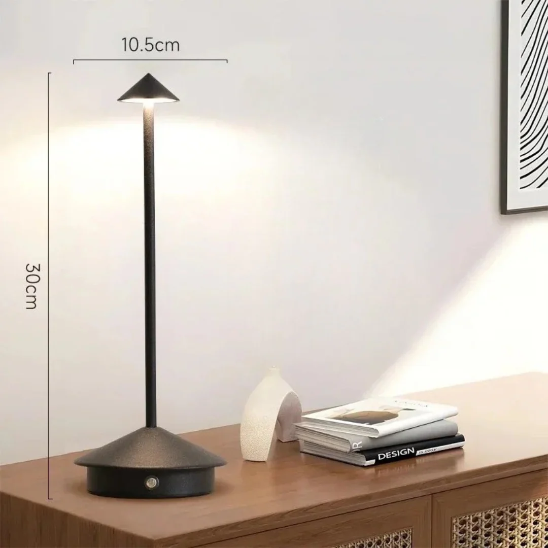 Modern Aluminium Cone LED Table Lamp Rechargeable Touch Dimmable - Image 6