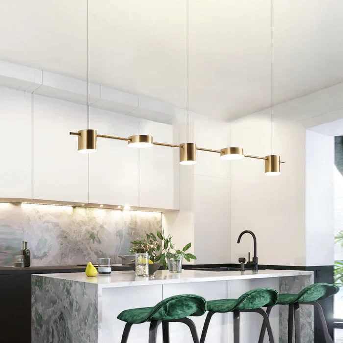 Modern Aluminum Drum Pendant Light LED 3 or 5 Light Black Gold - Image 11