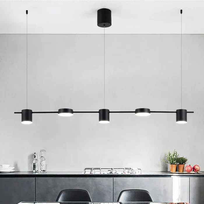 Modern Aluminum Drum Pendant Light LED 3 or 5 Light Black Gold - Image 2