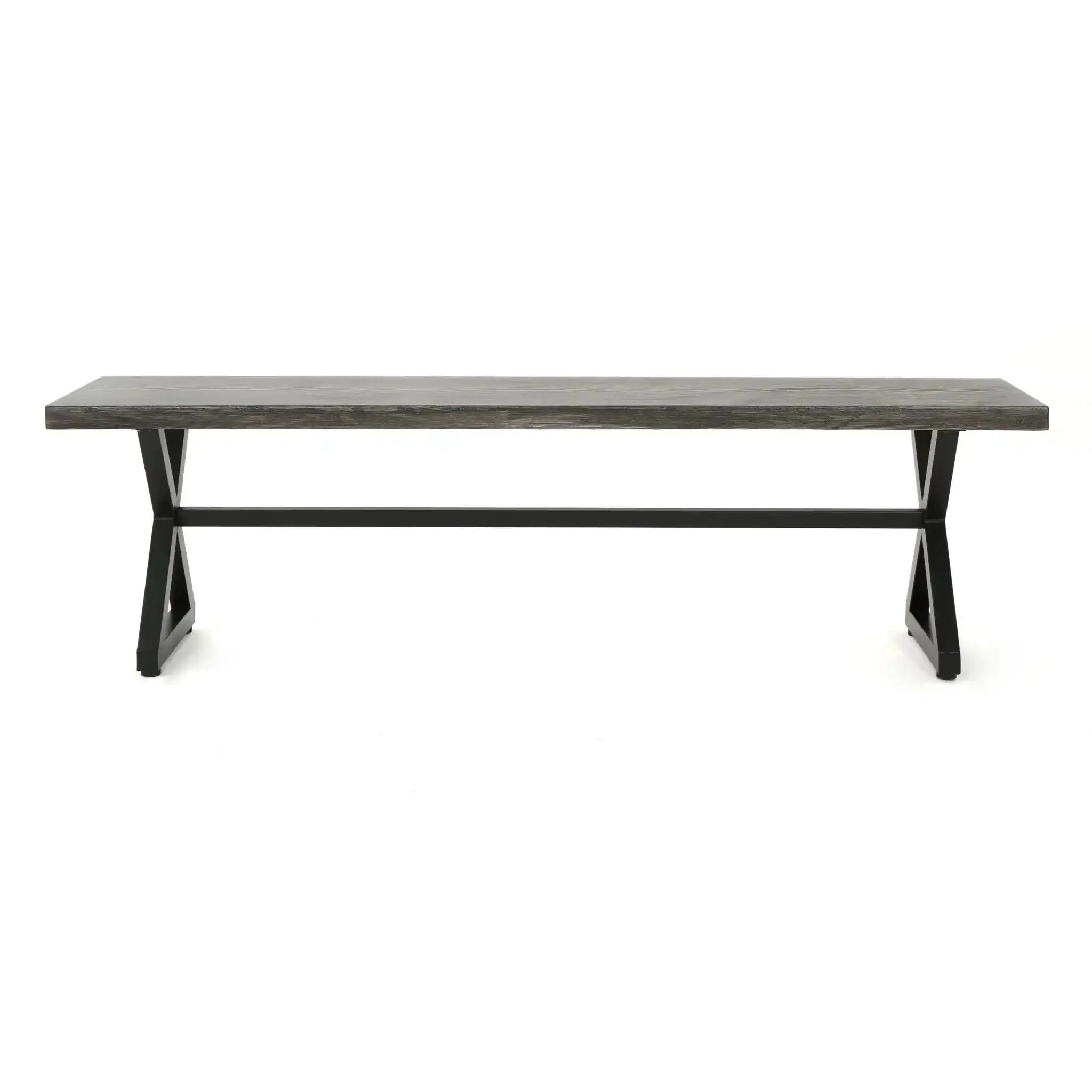 Modern Aluminum Outdoor Dining Bench With X Base - Image 4