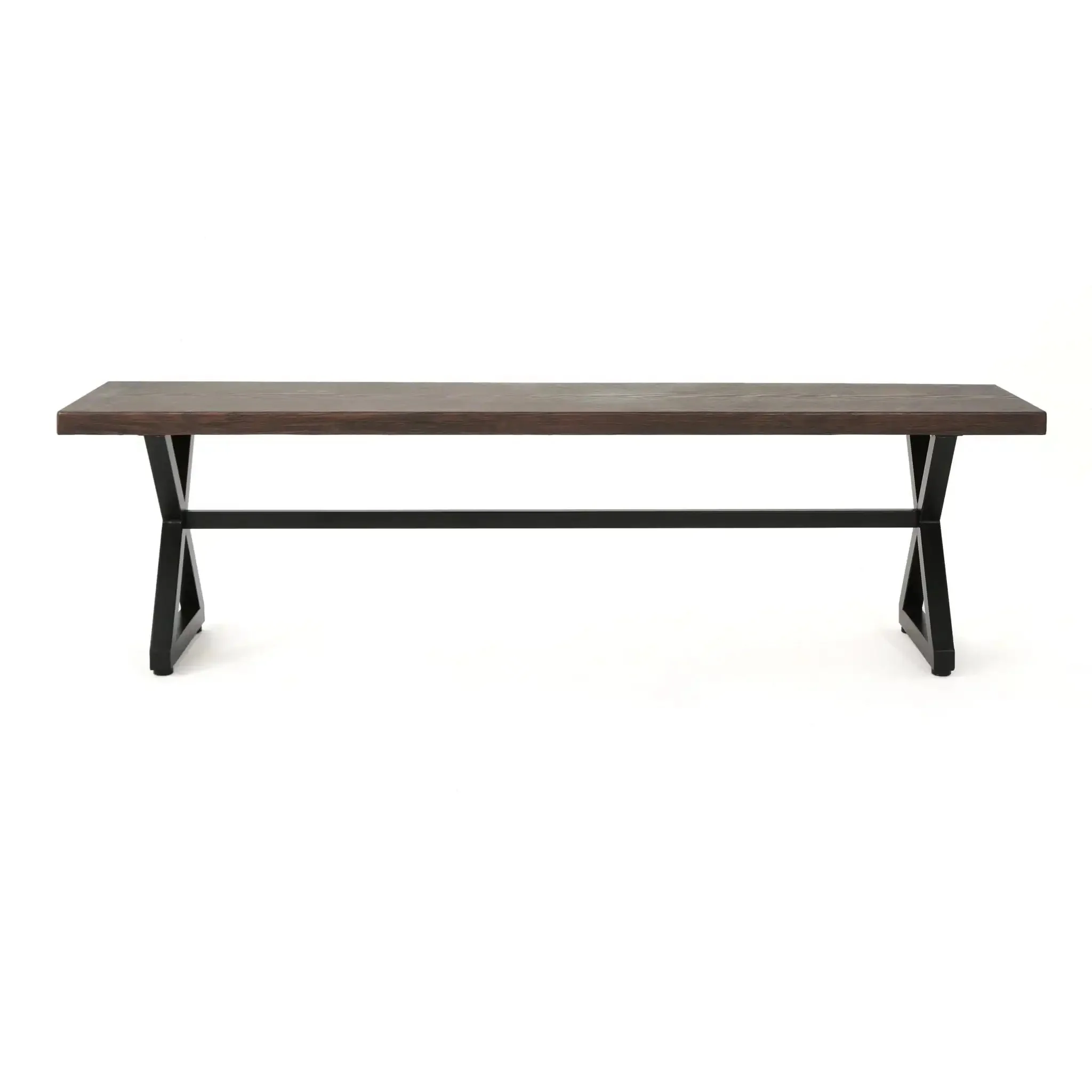 Modern Aluminum Outdoor Dining Bench With X Base - Image 5