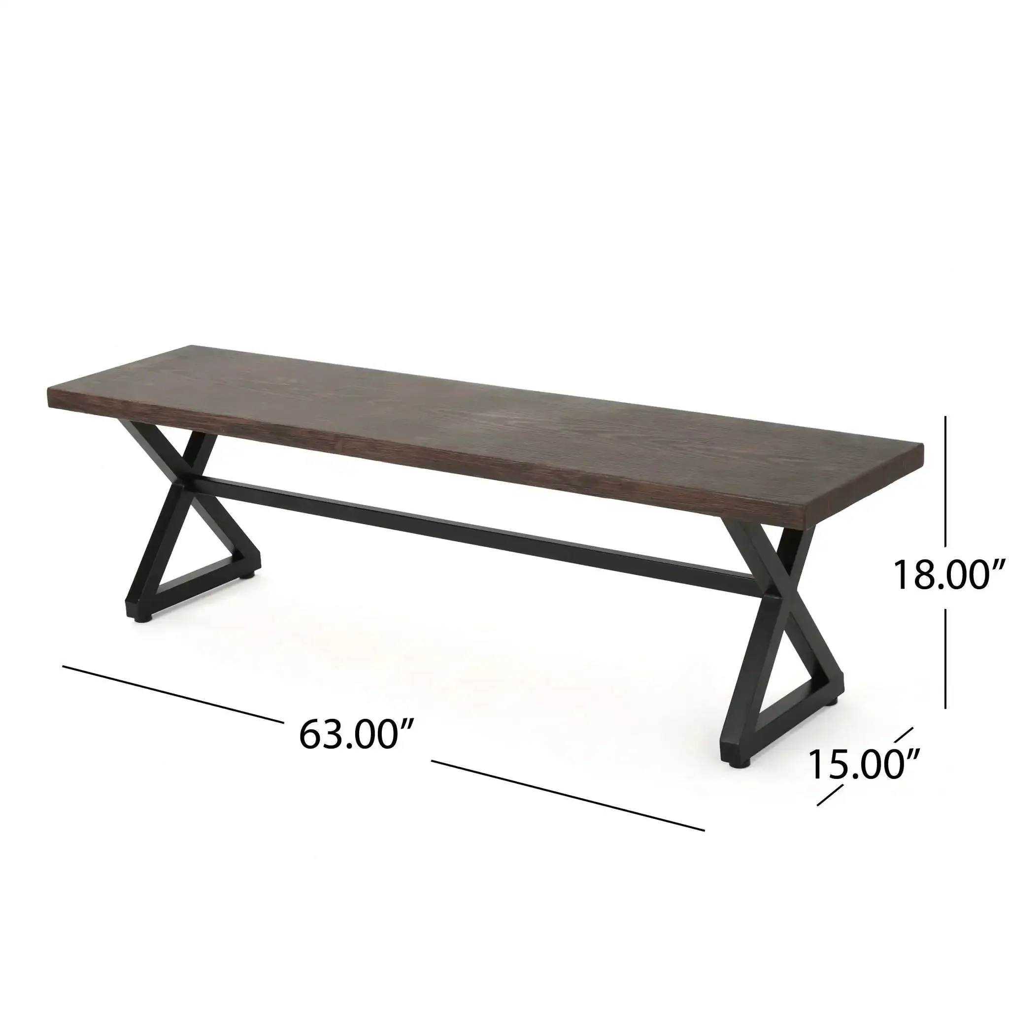 Modern Aluminum Outdoor Dining Bench With X Base - Image 7