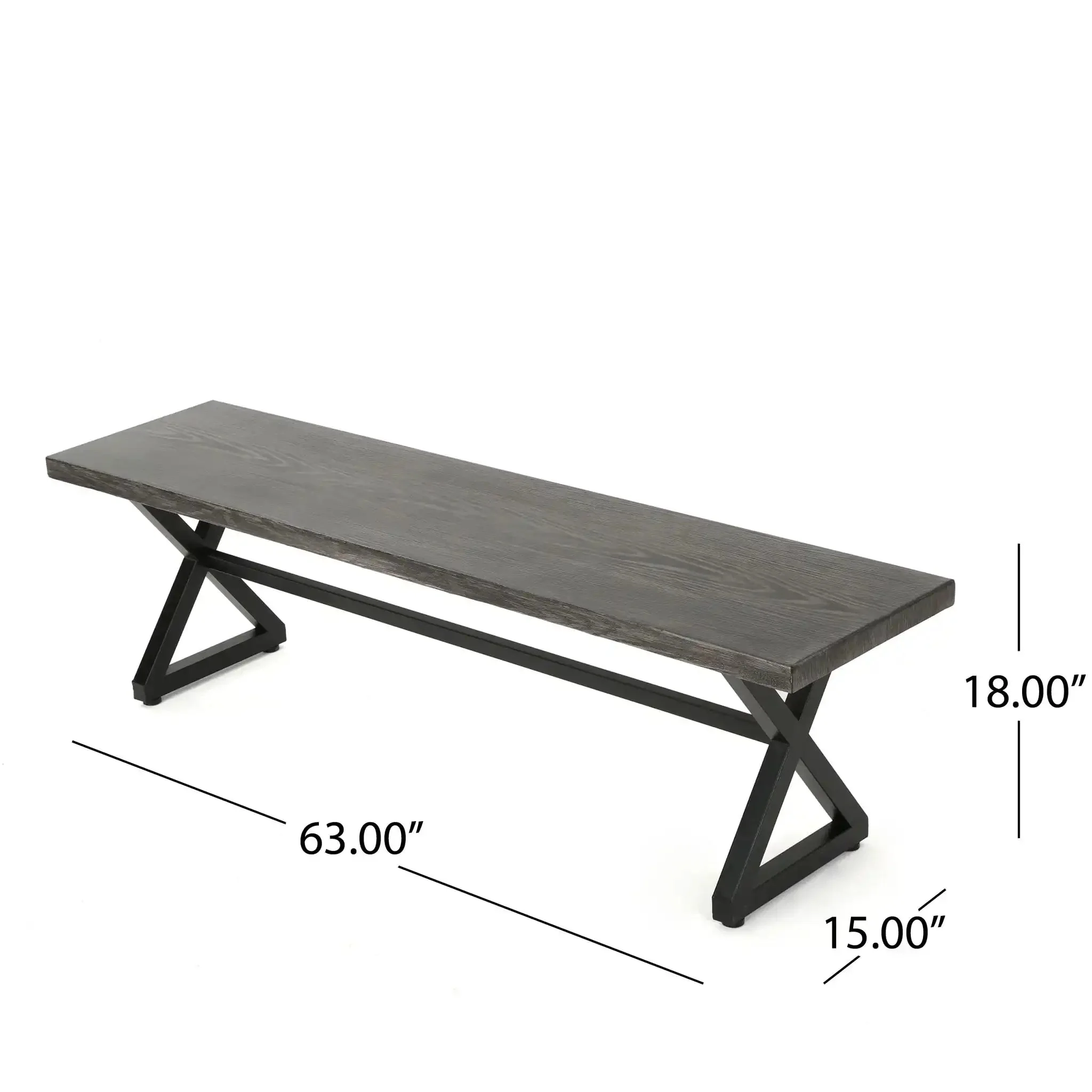 Modern Aluminum Outdoor Dining Bench With X Base - Image 8