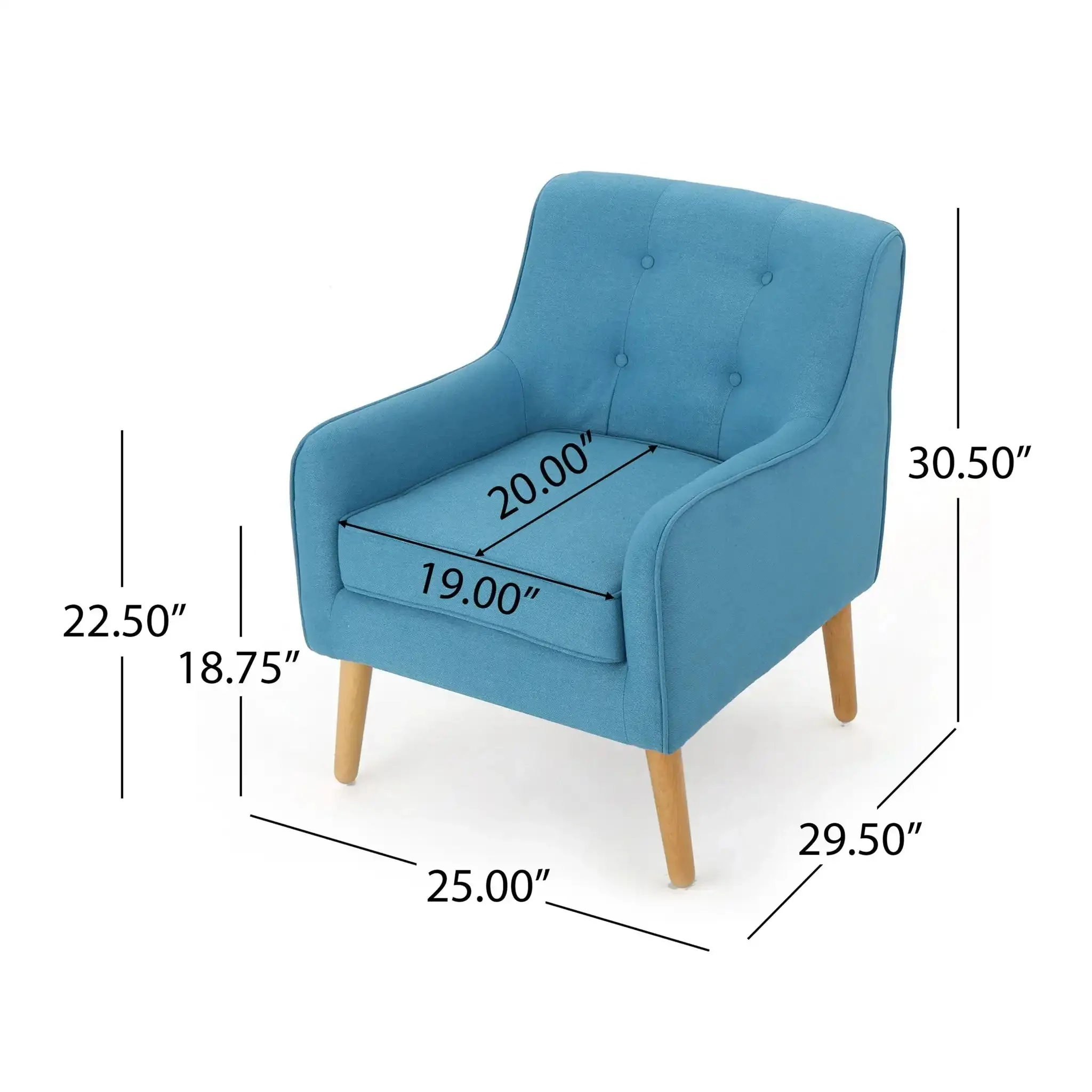 Modern Arm Chair With Tufted Back And Wooden Legs - Image 15