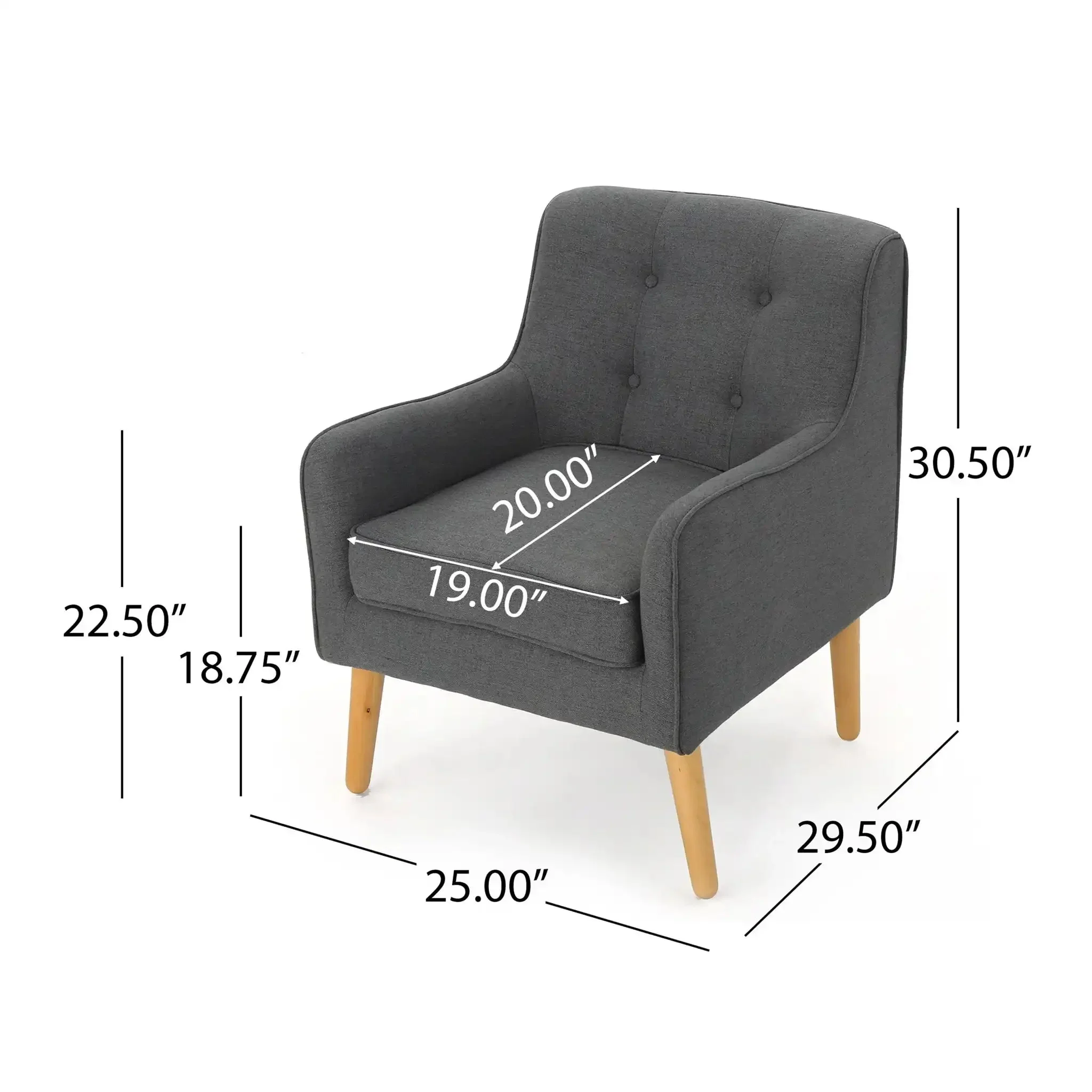 Modern Arm Chair With Tufted Back And Wooden Legs - Image 16