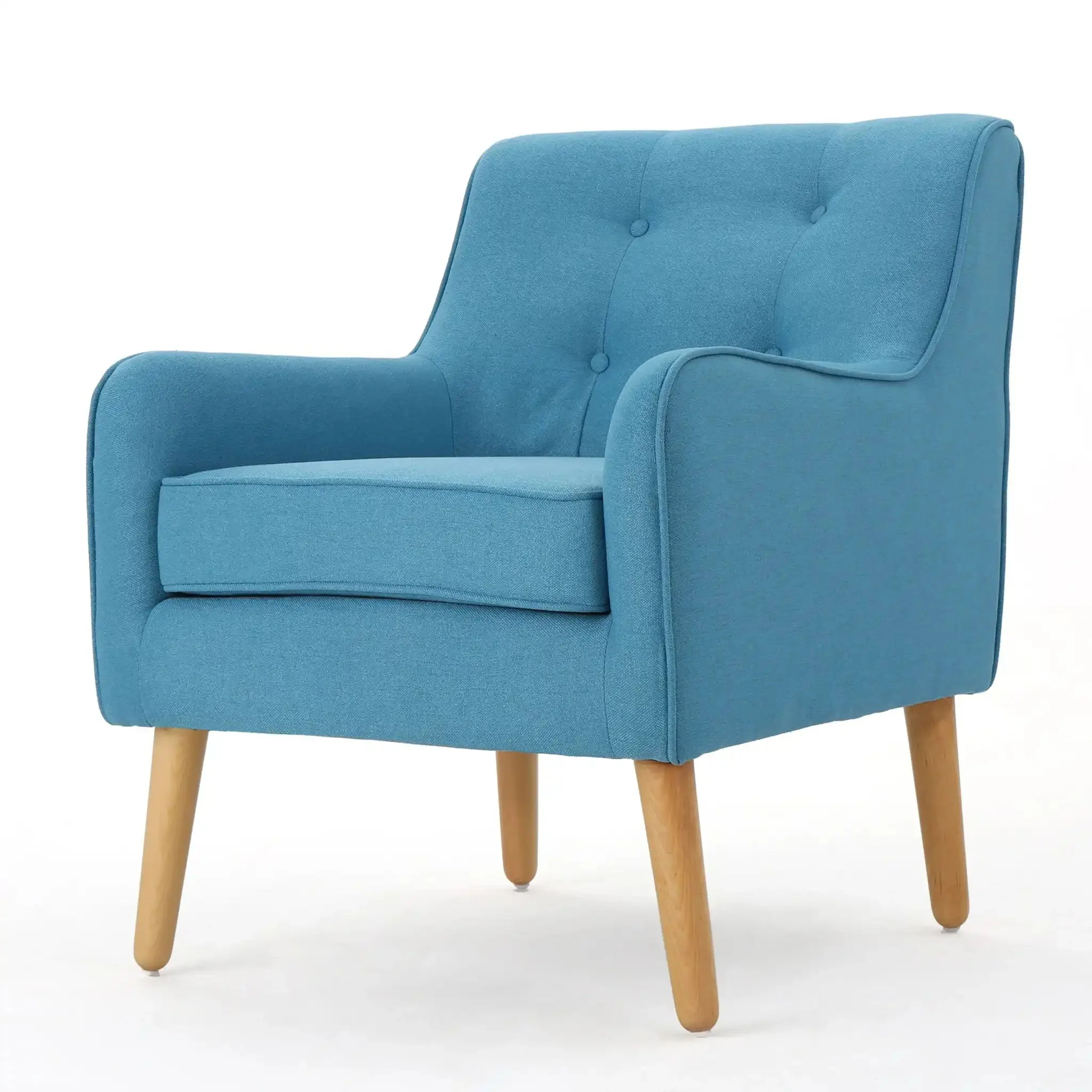 Modern Arm Chair With Tufted Back And Wooden Legs - Image 2