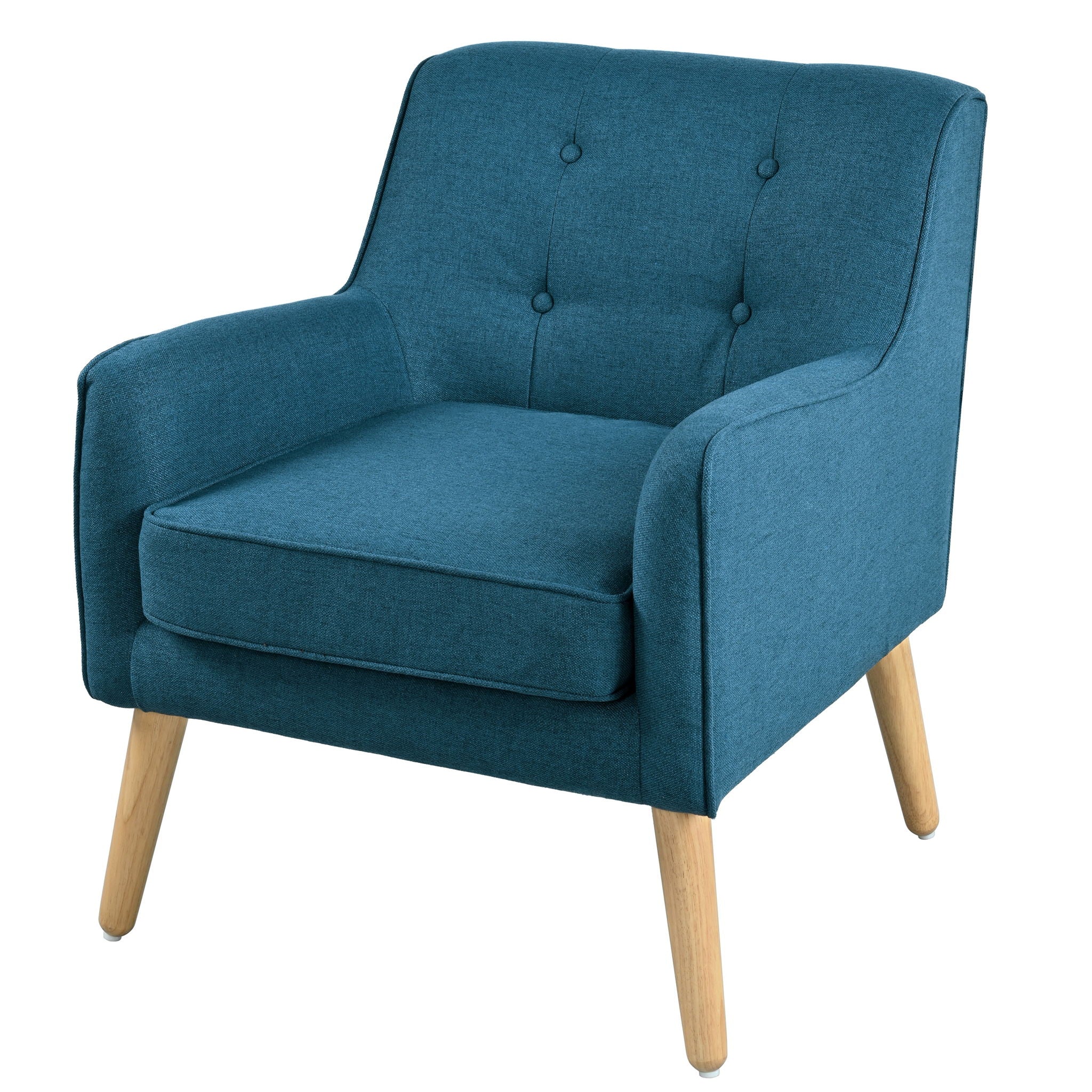 Modern Arm Chair With Tufted Back And Wooden Legs - Image 3
