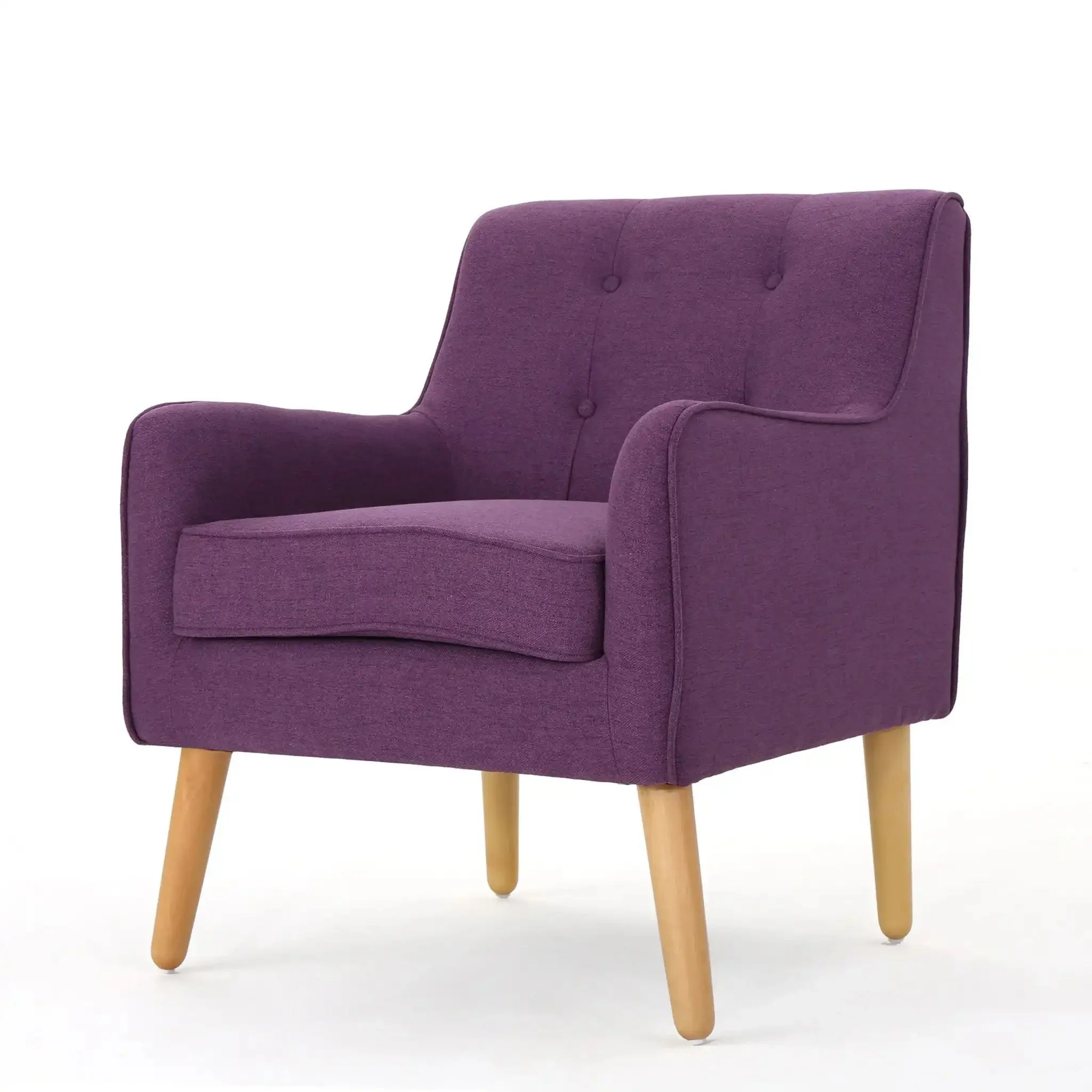 Modern Arm Chair With Tufted Back And Wooden Legs - Image 4