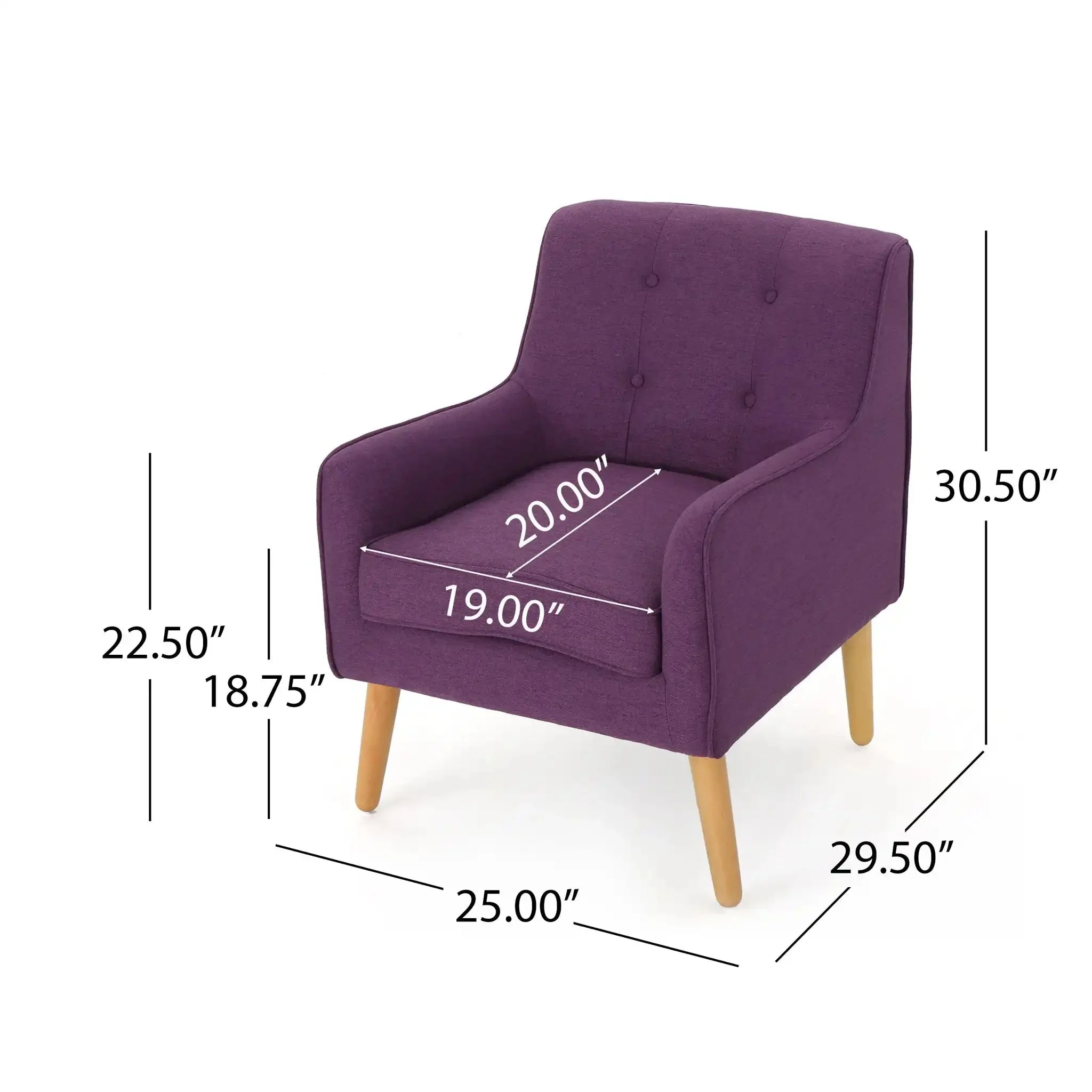 Modern Arm Chair With Tufted Back And Wooden Legs - Image 7