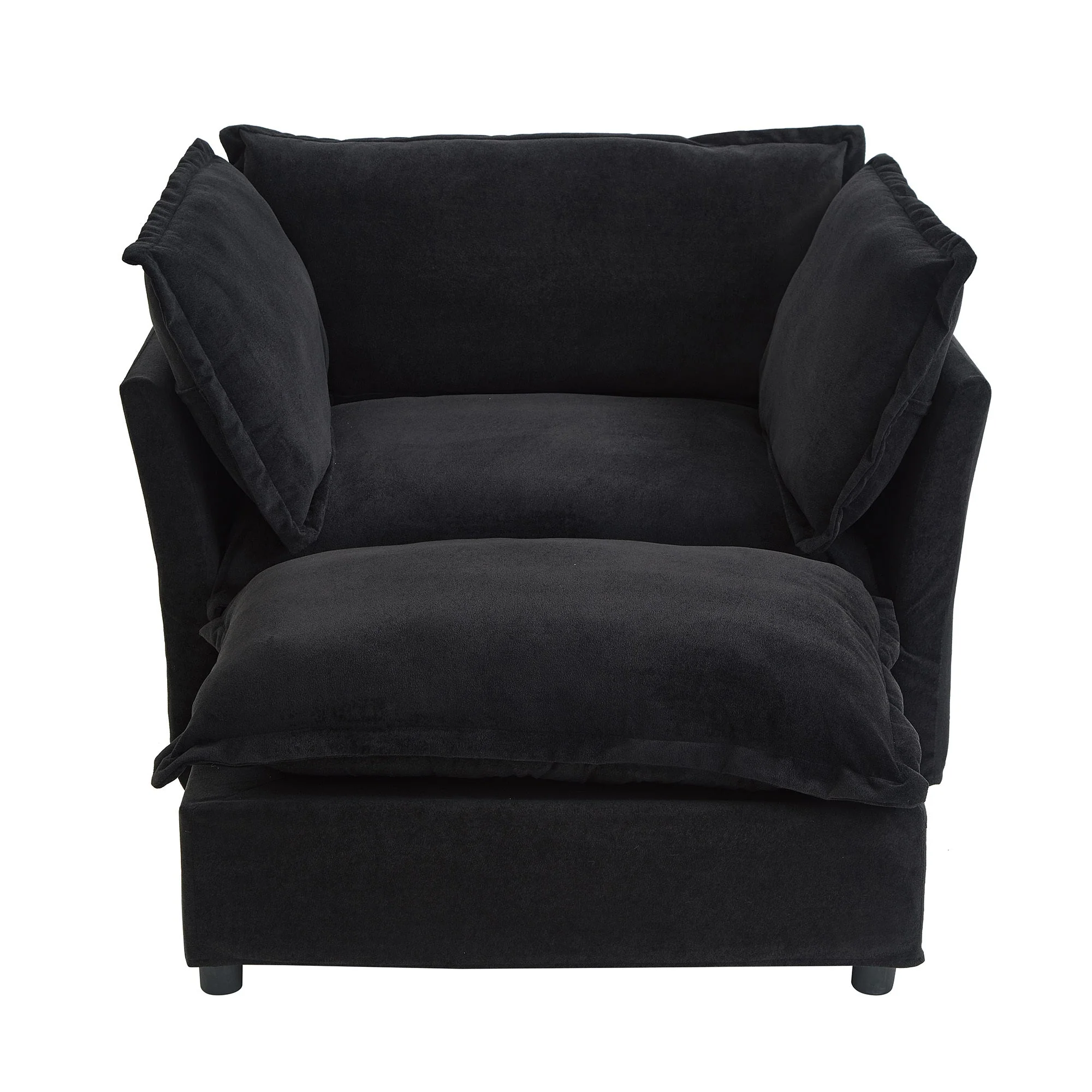 Modern Armchair Sofa 47" Cozy Upholstered Sofa Chair with Movable Ottoman - Image 12