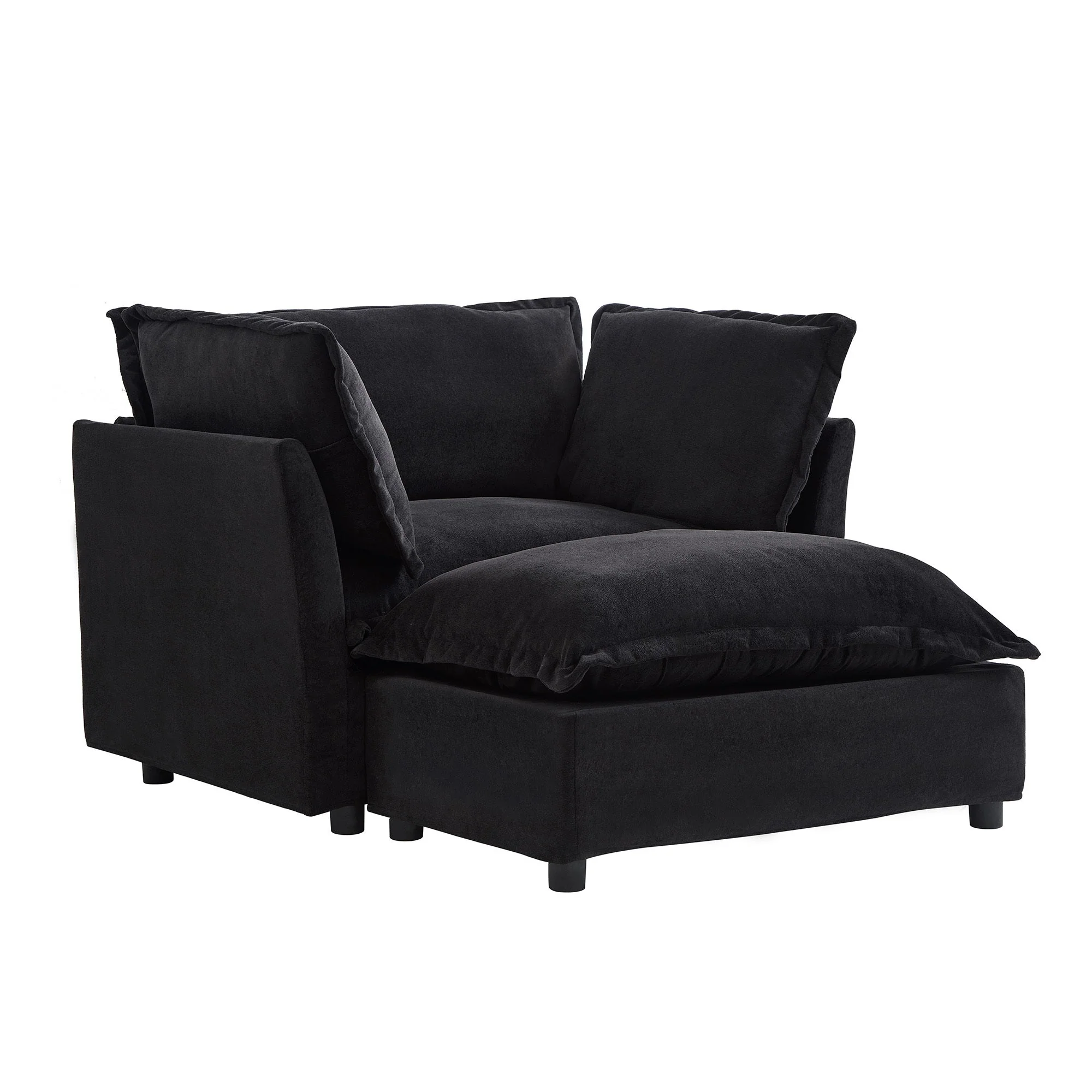 Modern Armchair Sofa 47" Cozy Upholstered Sofa Chair with Movable Ottoman - Image 13