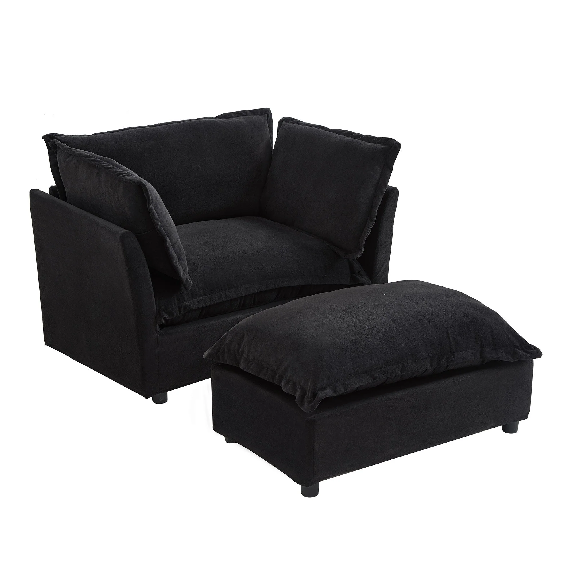 Modern Armchair Sofa 47" Cozy Upholstered Sofa Chair with Movable Ottoman - Image 14