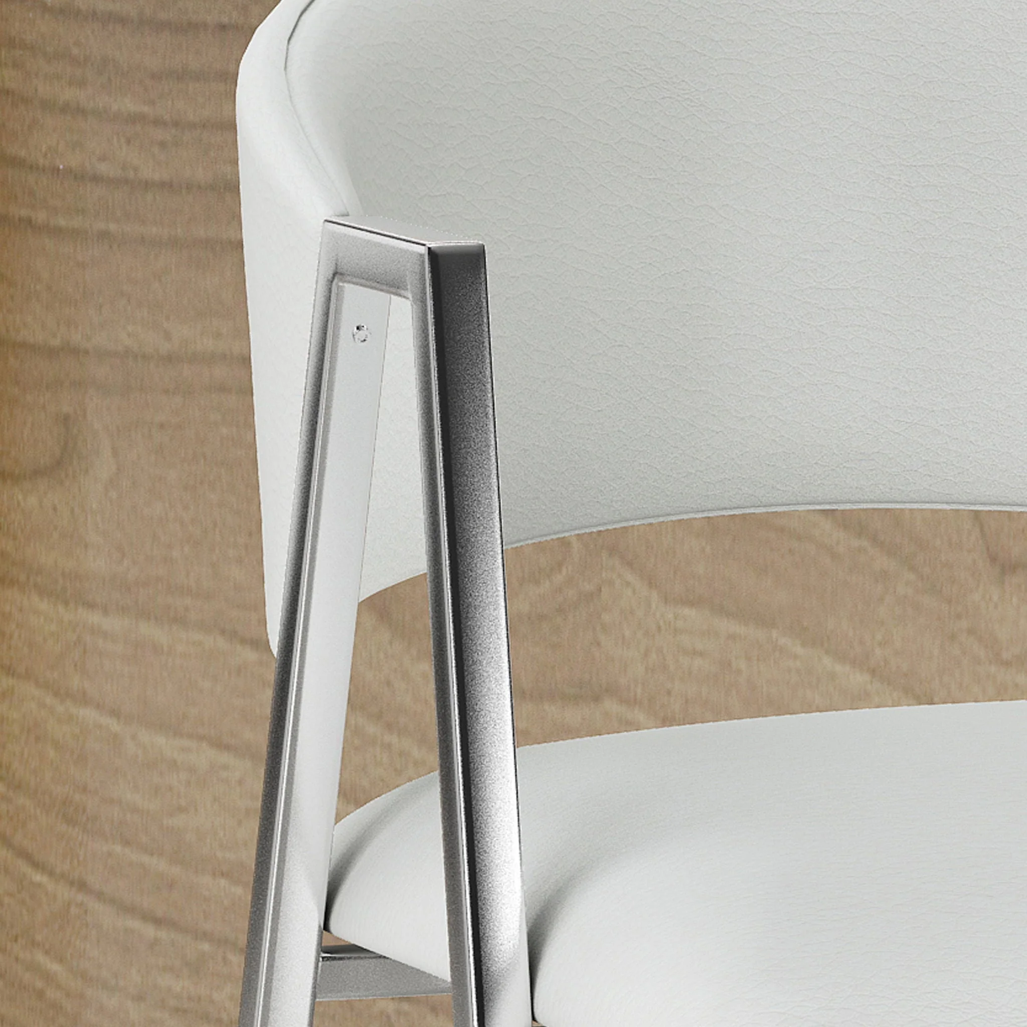 Modern Bar Stools With Low Back And Arms And Durable Metal Frame (Set of 2) - Ivory - Image 2