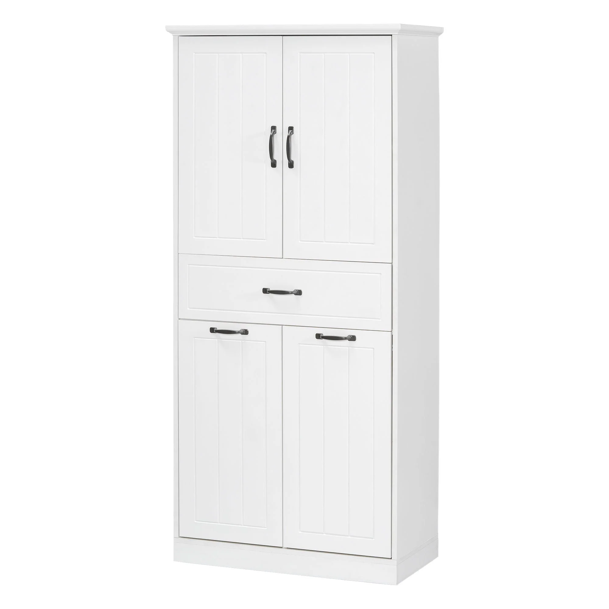 Modern Bathroom Storage Cabinet With Two Laundry Baskets, One Drawer, Adjustable Shelf - Image 3