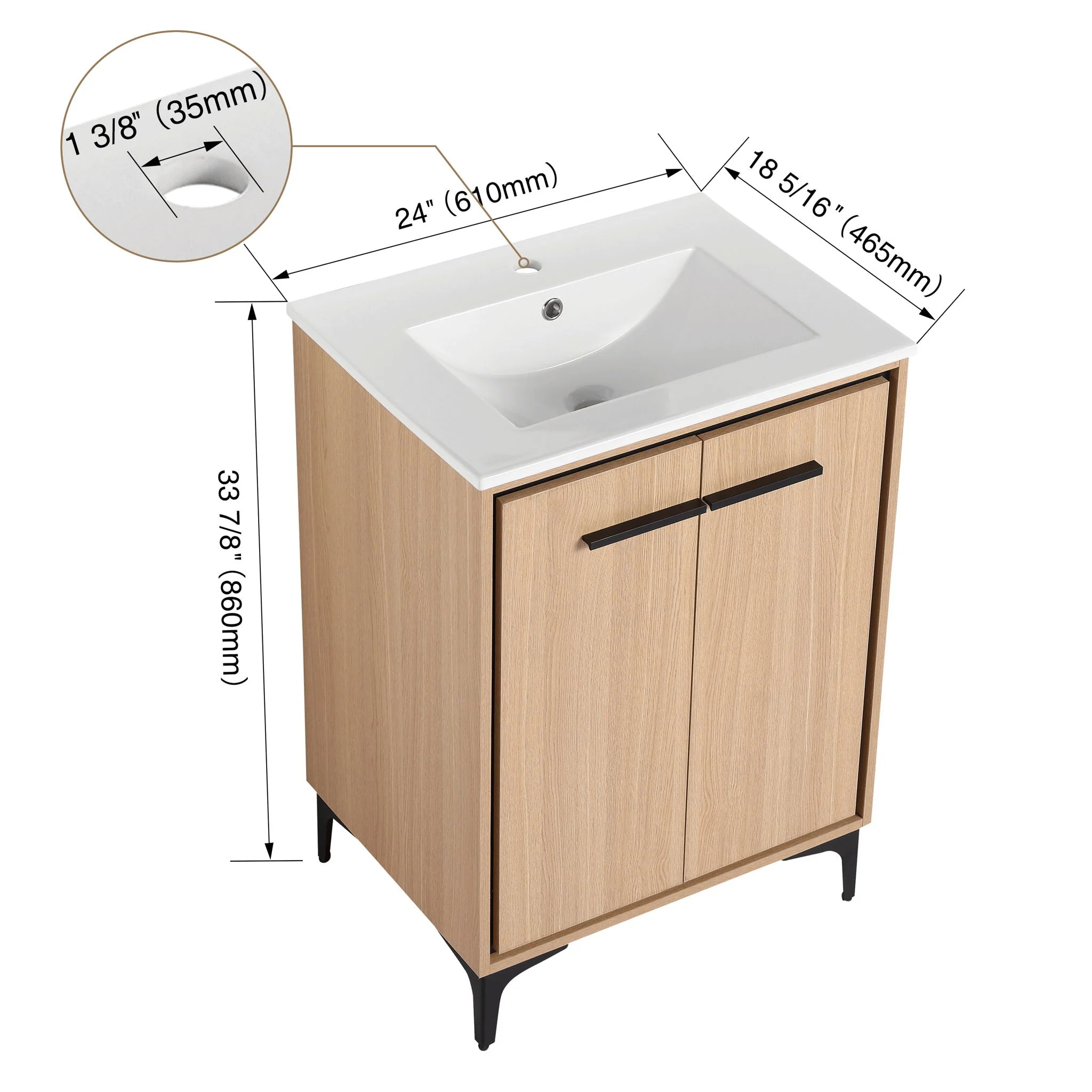 Modern Bathroom Vanity Base With Basin And Storage Cabinet - Image 4