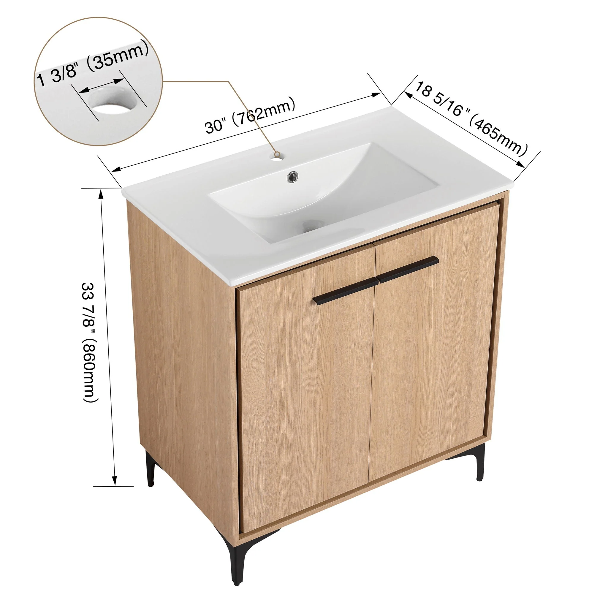 Modern Bathroom Vanity Base With Basin And Storage Cabinet - Image 6