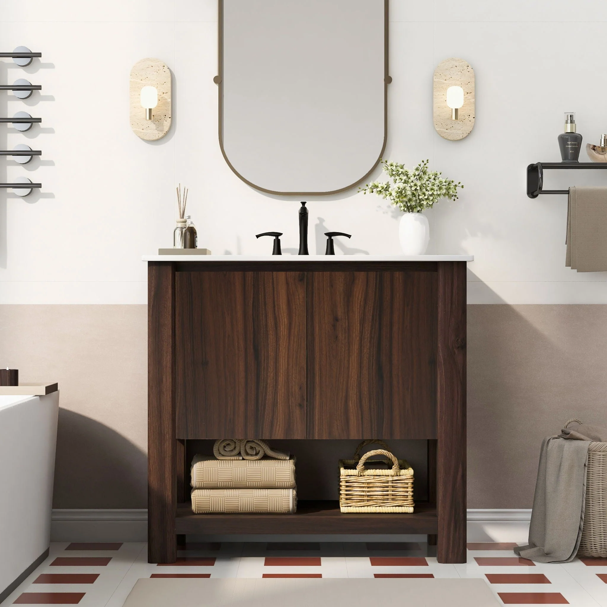 Modern Bathroom Vanity With Rectangle Ceramic Sink, Soft Closing Doors - Image 7