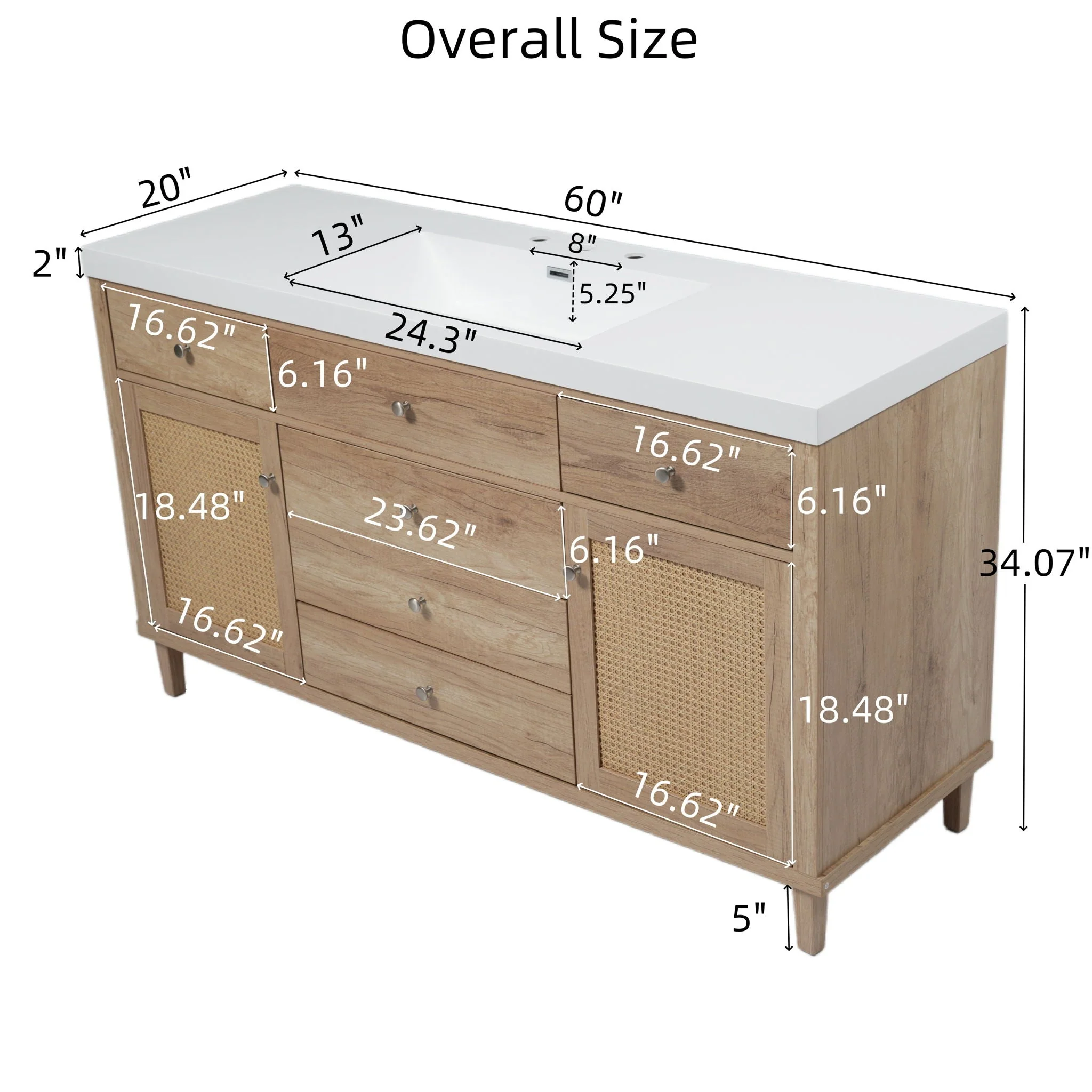 Modern Bathroom Vanity With Sink, Soft Close Drawers - Image 8