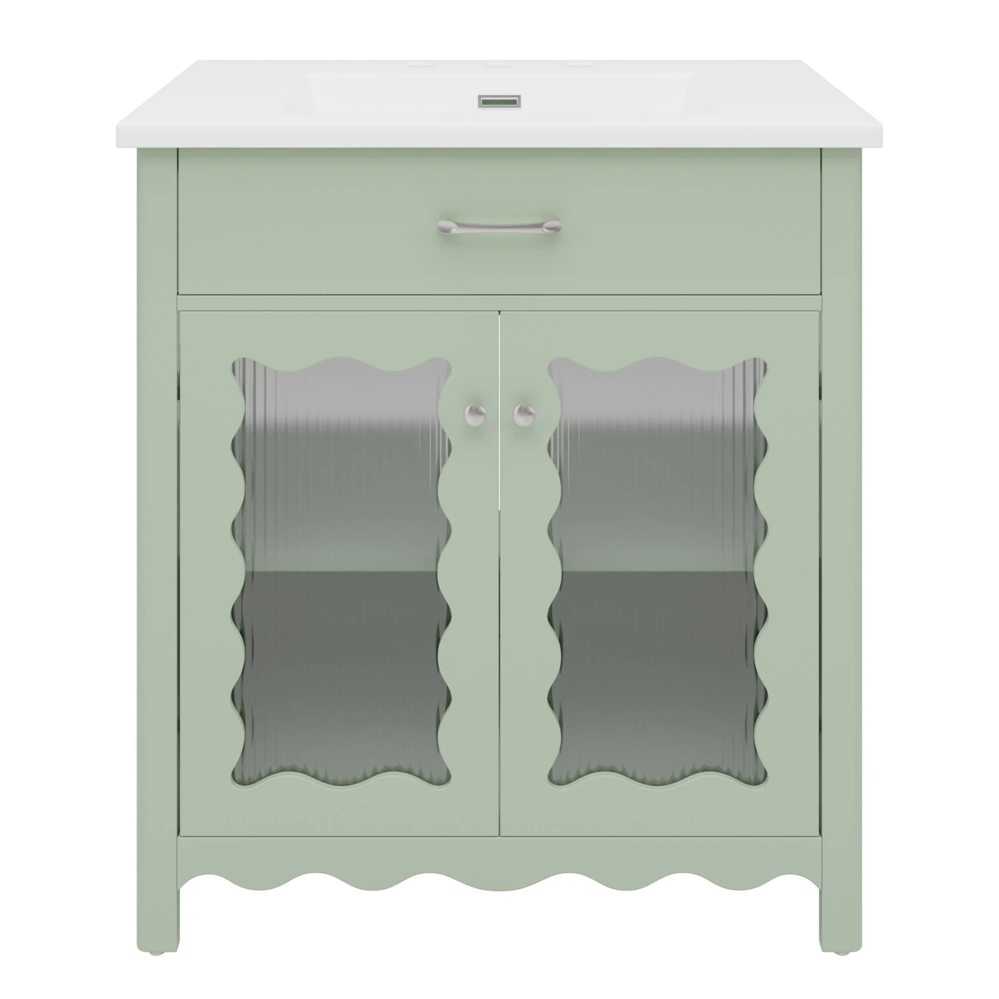 Modern Bathroom Vanity With Tempered Glass Doors