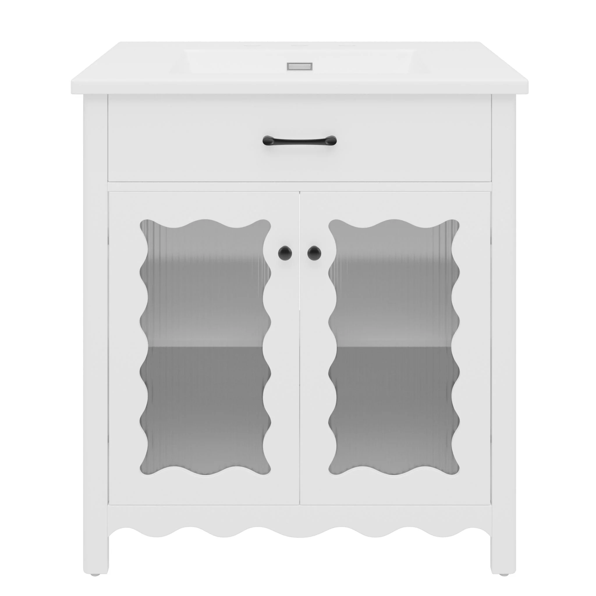 Modern Bathroom Vanity With Tempered Glass Doors - Image 2