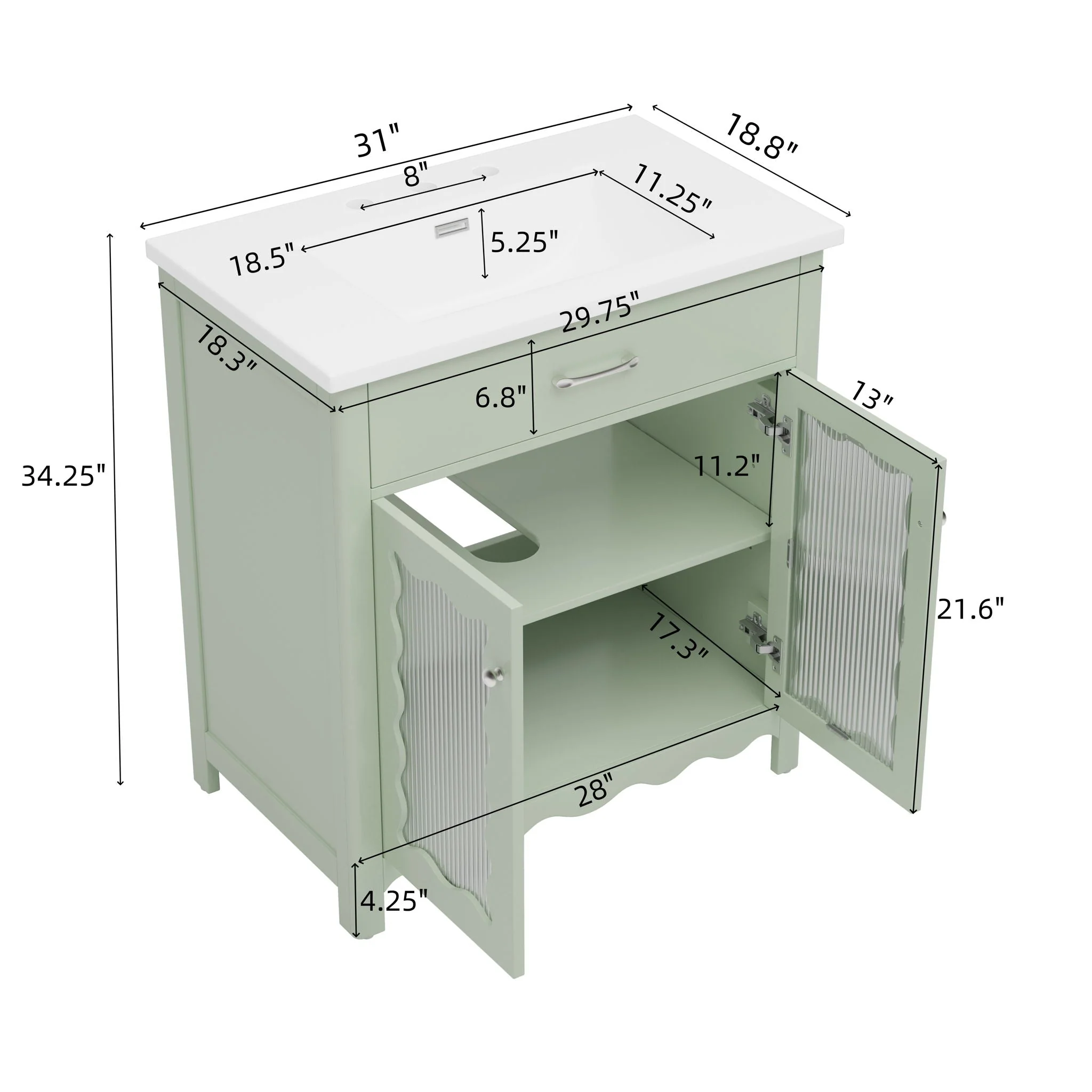 Modern Bathroom Vanity With Tempered Glass Doors - Image 8