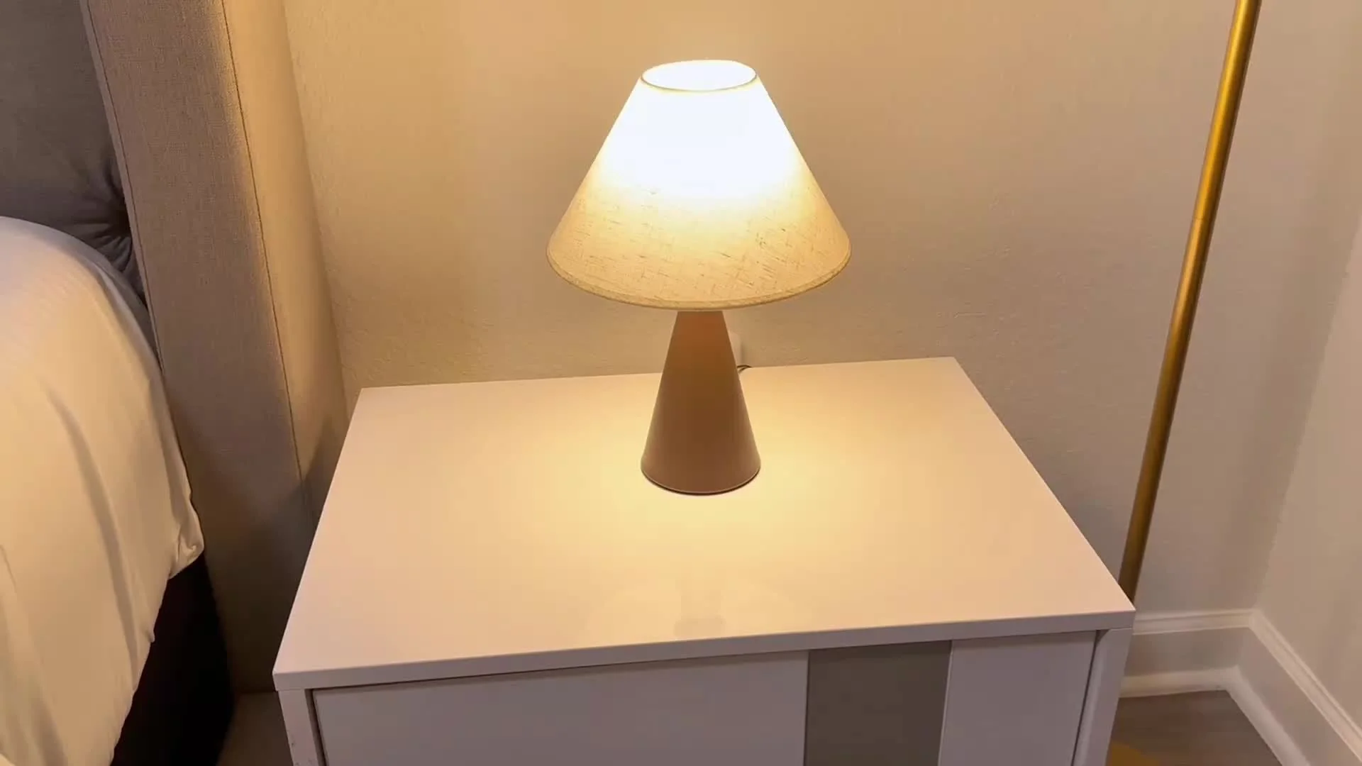 Modern Bedside Table Lamps Set of 2 – 3 Color Fabric Shade Nightstand Lights - Image 8