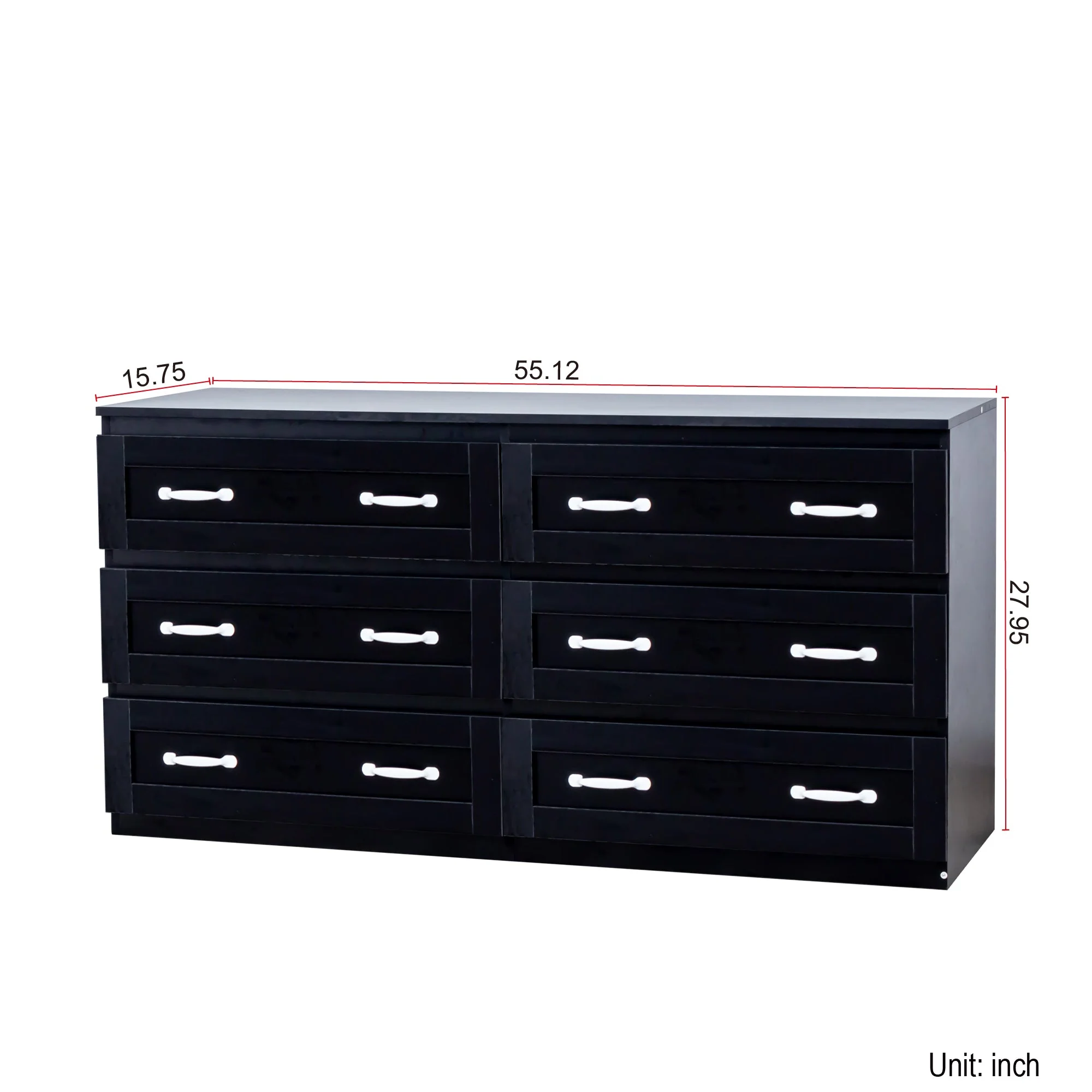 Modern Black Side Cabinet with 6 Drawers - Image 10