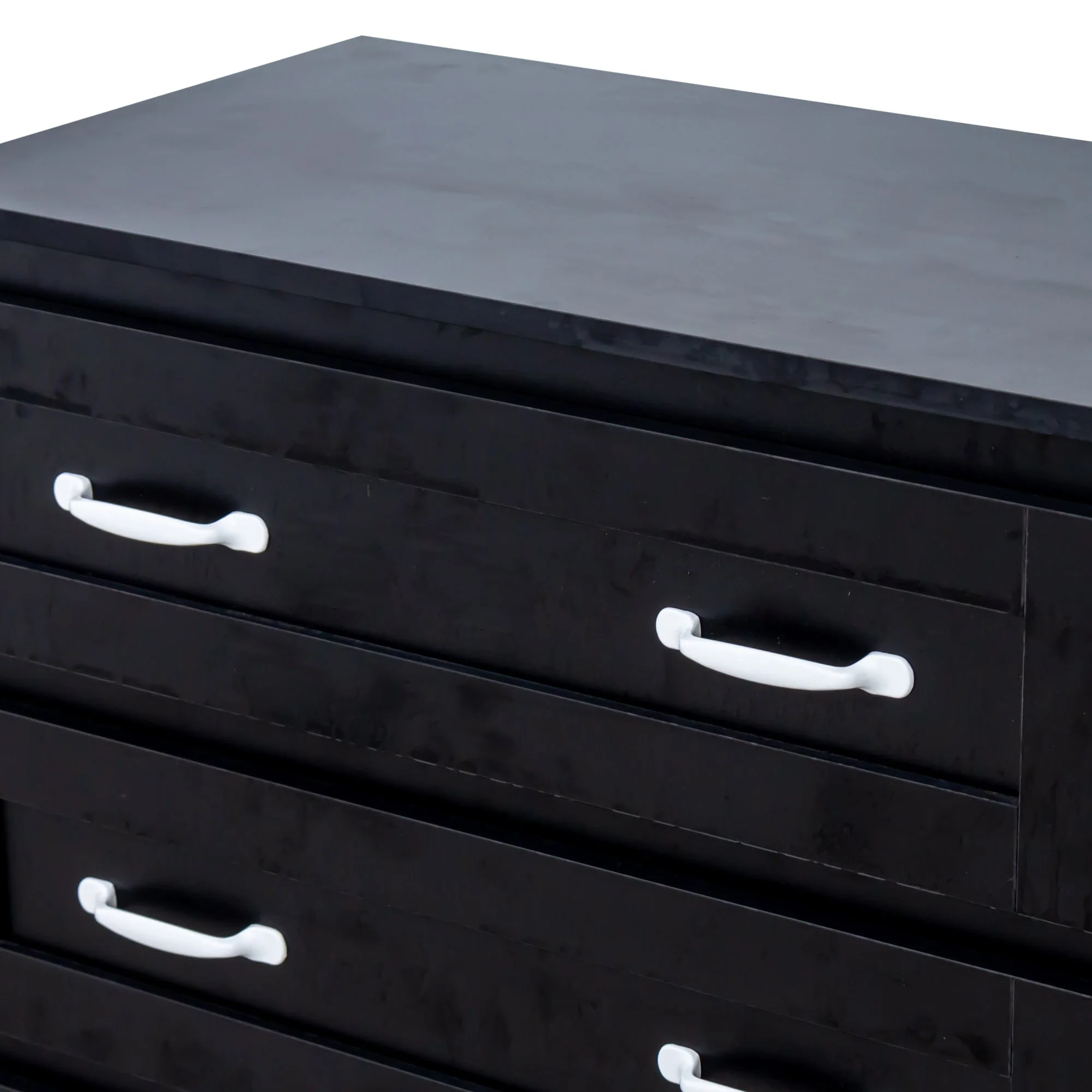 Modern Black Side Cabinet with 6 Drawers - Image 6