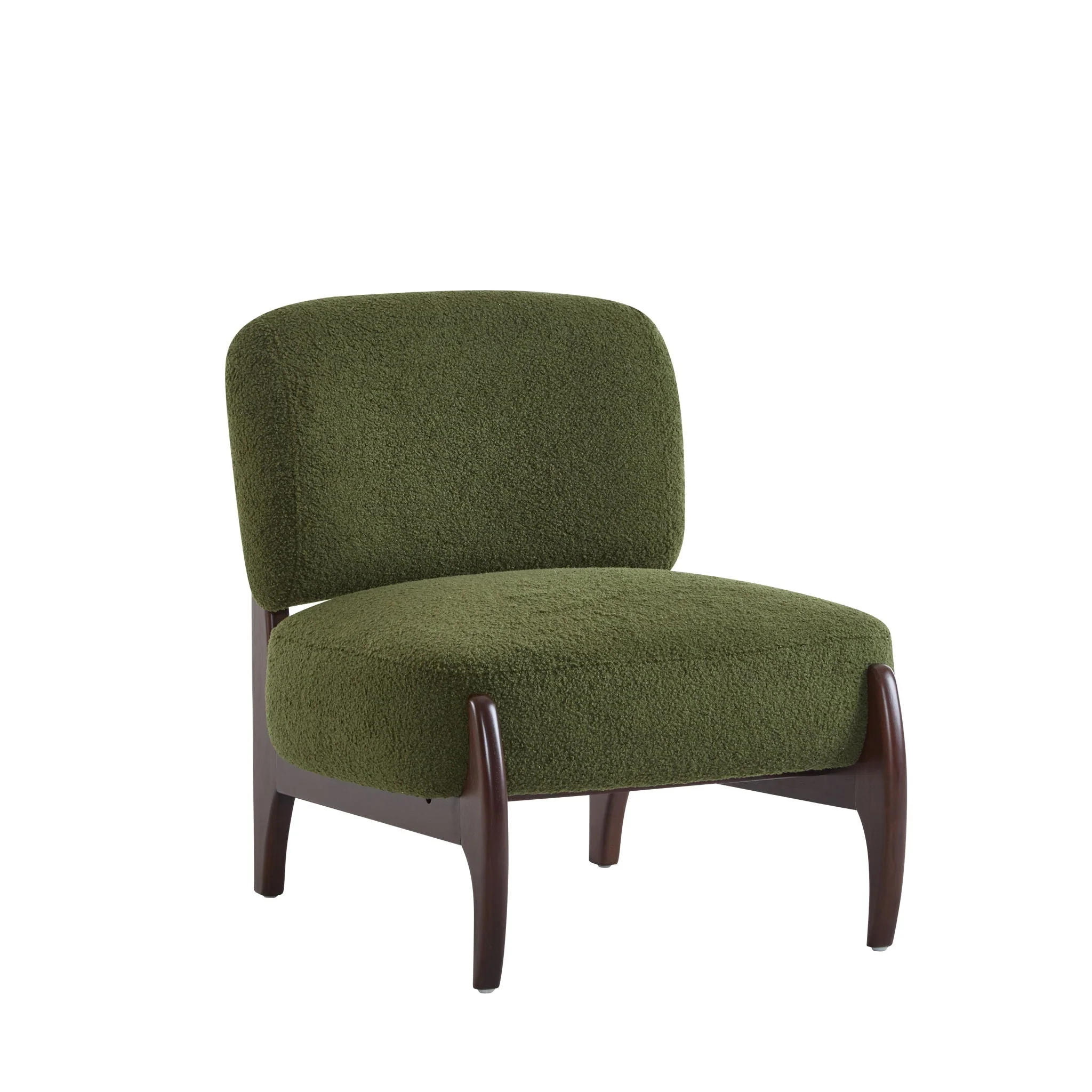 Modern Boucle Lounge Chair with Solid Wood Frame - Image 2