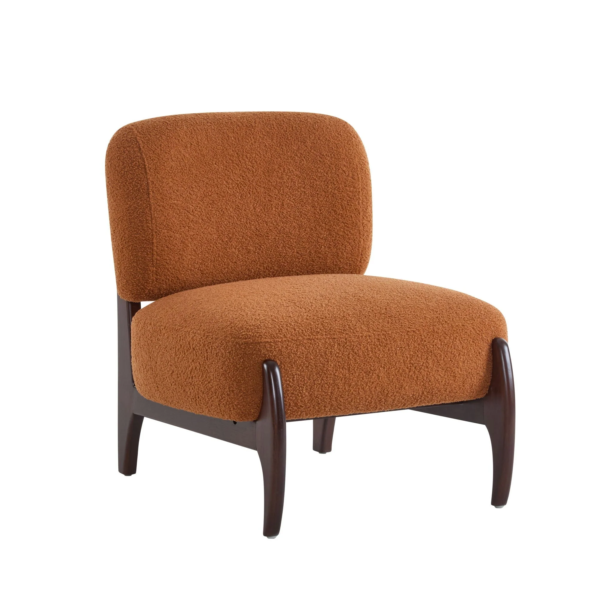 Modern Boucle Lounge Chair with Solid Wood Frame - Image 3