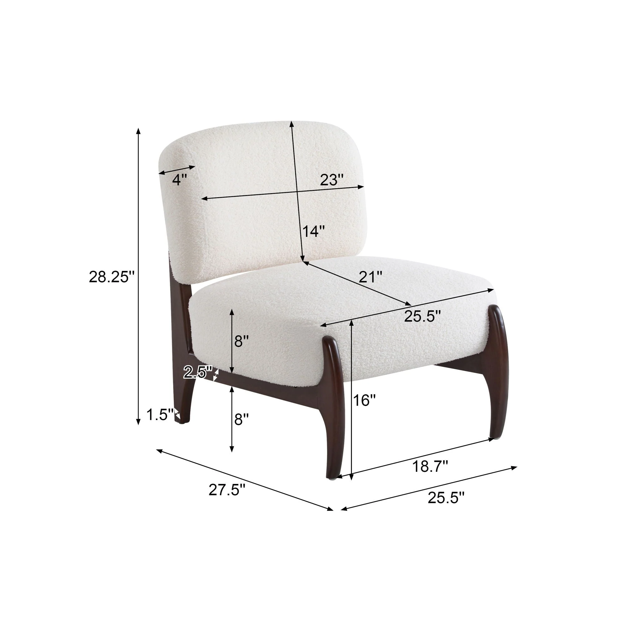 Modern Boucle Lounge Chair with Solid Wood Frame - Image 5