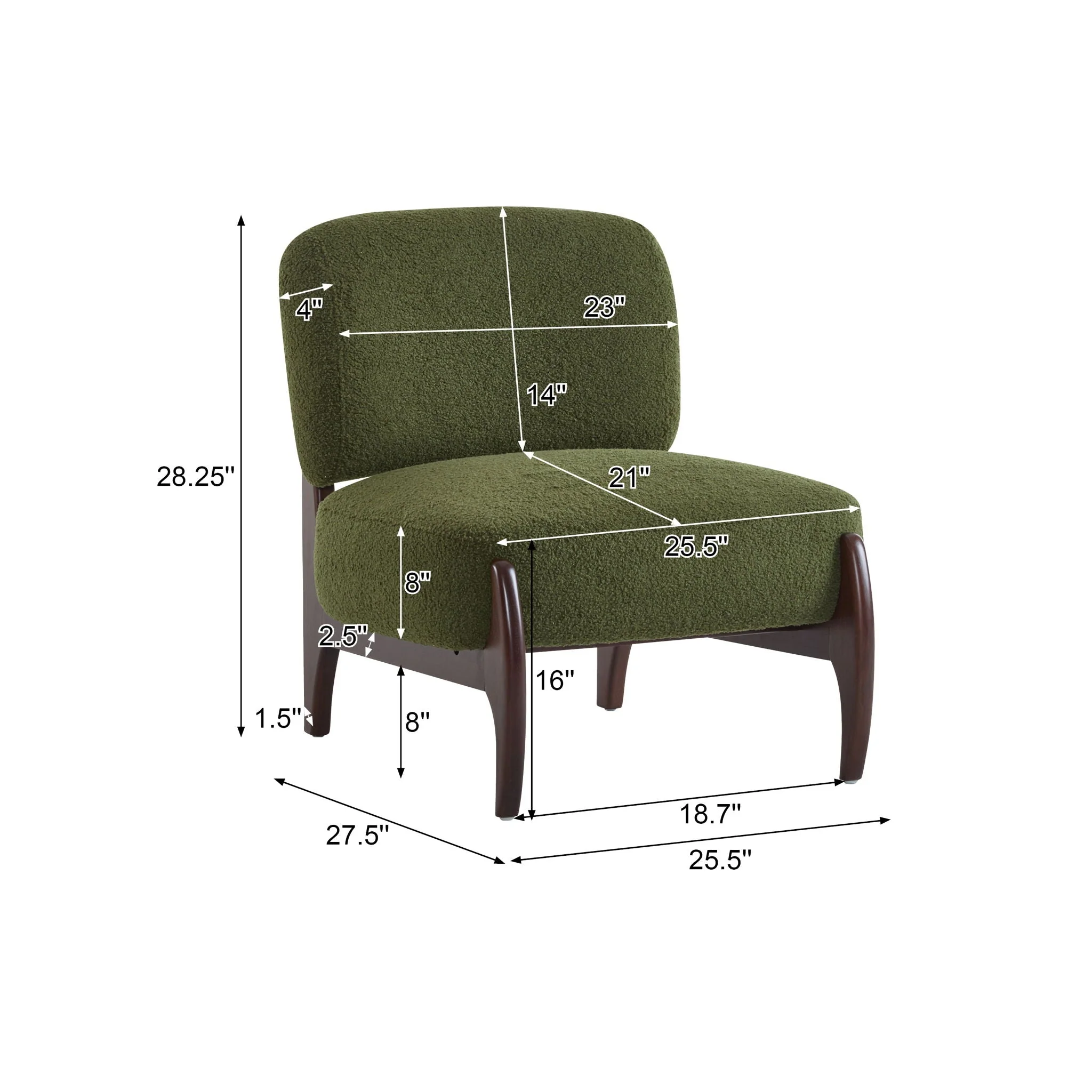 Modern Boucle Lounge Chair with Solid Wood Frame - Image 6