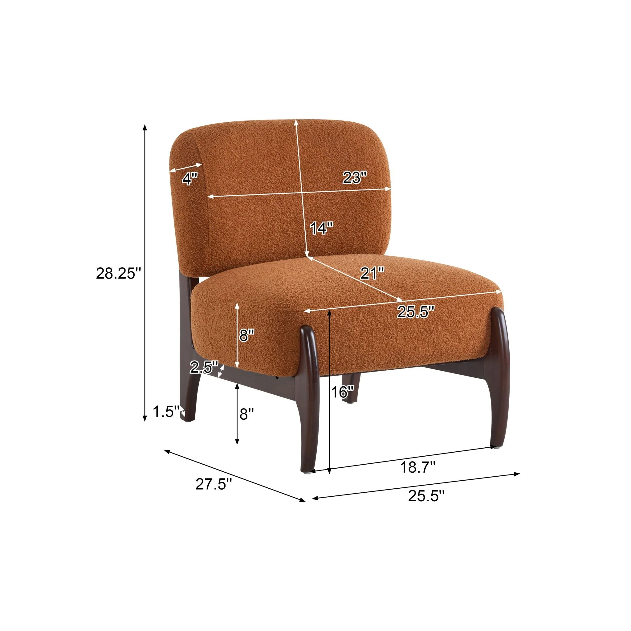 Modern Boucle Lounge Chair with Solid Wood Frame - Image 9