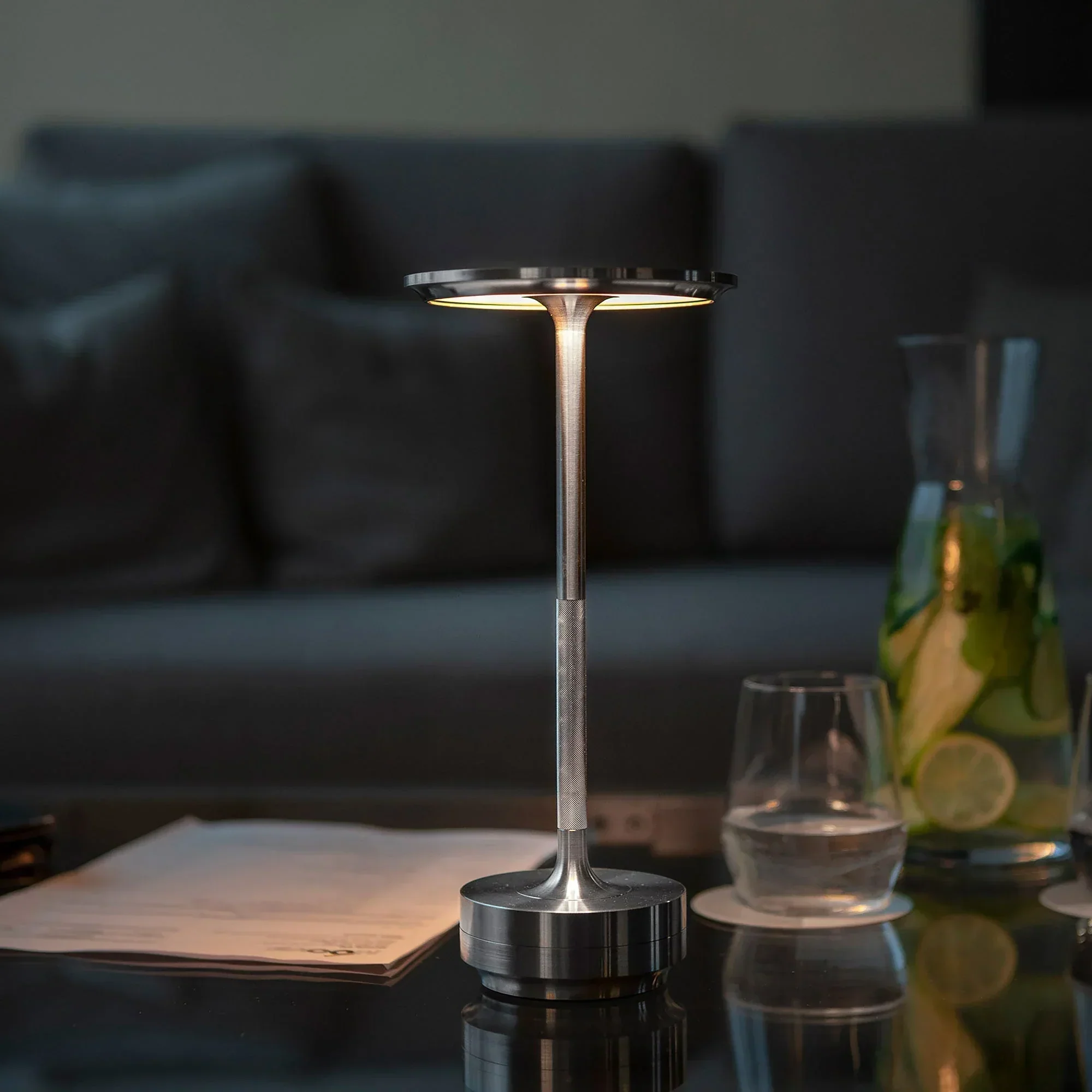 Modern Brass Cone LED Rechargeable Table Lamp Cordless USB-C - Image 13