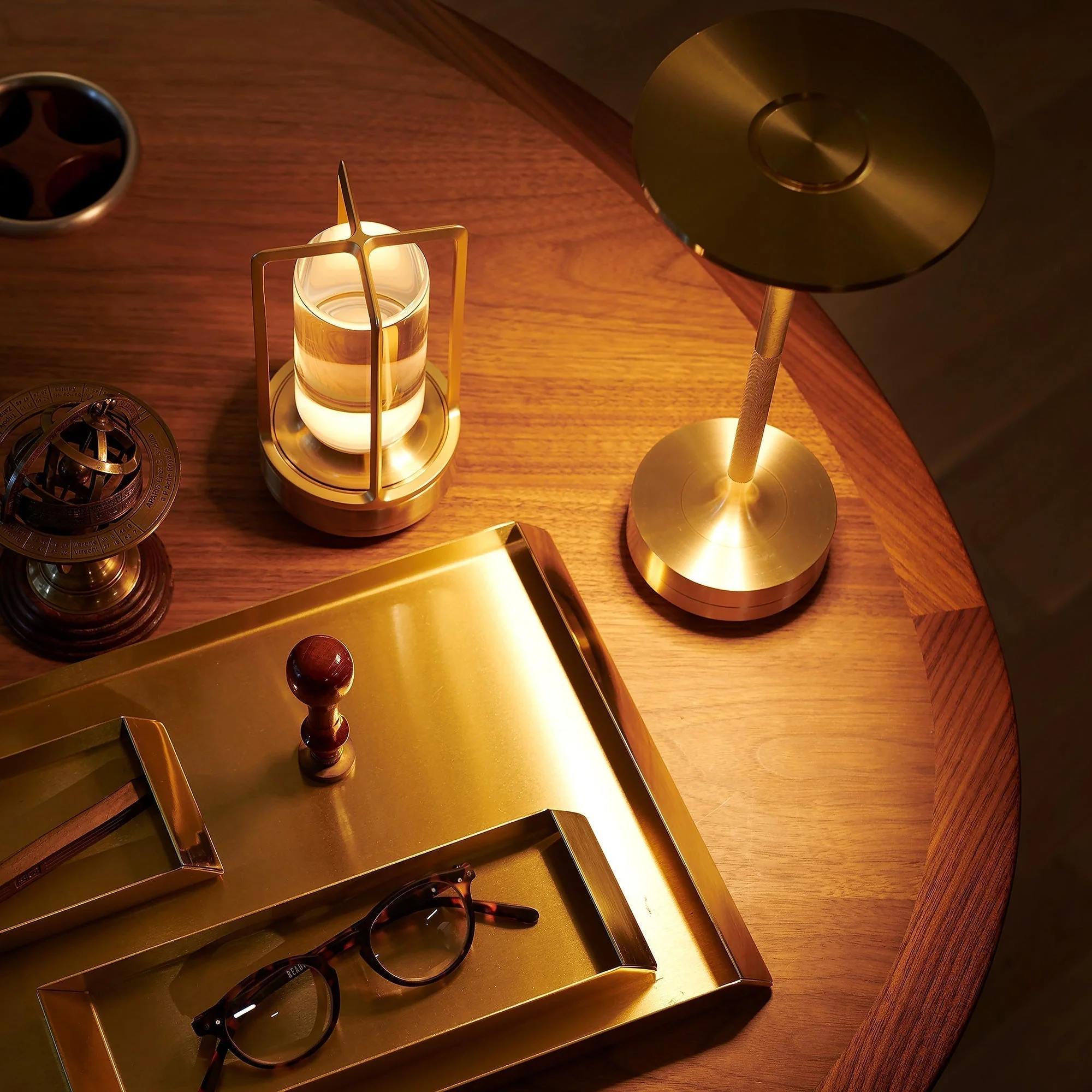 Modern Brass Cone LED Rechargeable Table Lamp Cordless USB-C - Image 3