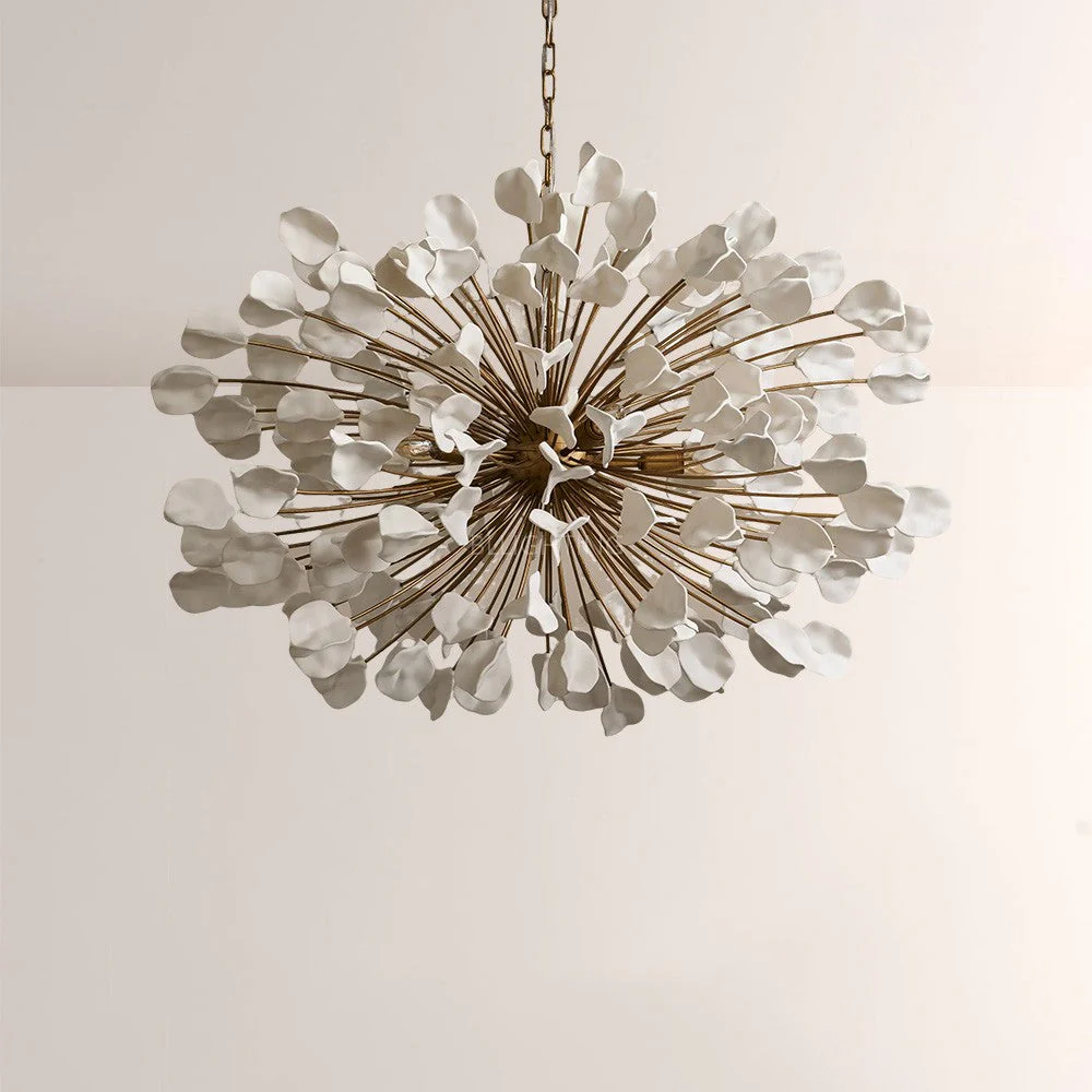 Modern Ceramic Leaf Chandelier Brass - Image 2