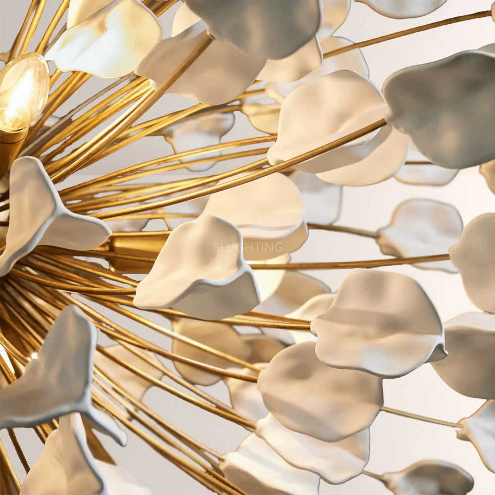 Modern Ceramic Leaf Chandelier Brass - Image 3