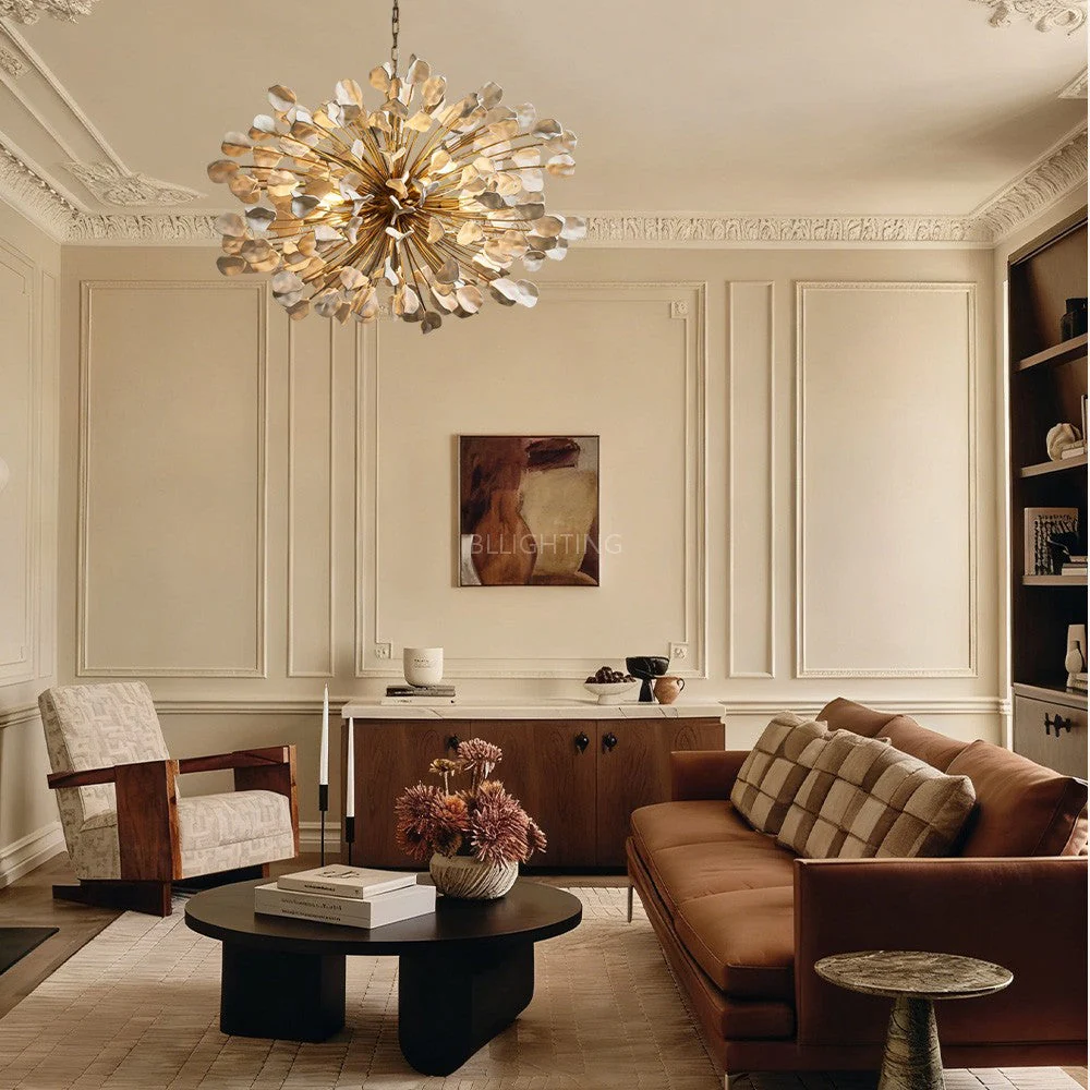Modern Ceramic Leaf Chandelier Brass - Image 9