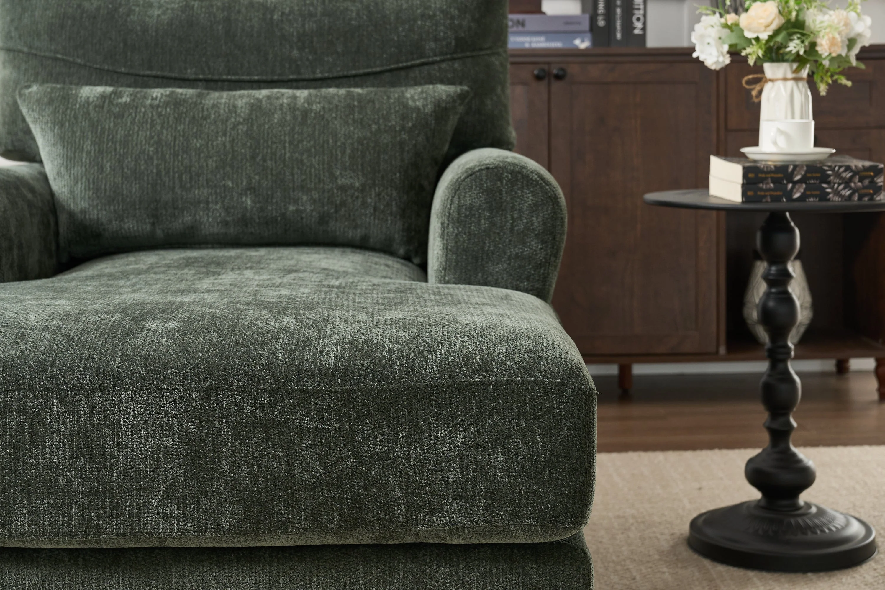 Modern Chaise Lounge Upholstered Sofa Recliner Chair in Green - Image 9