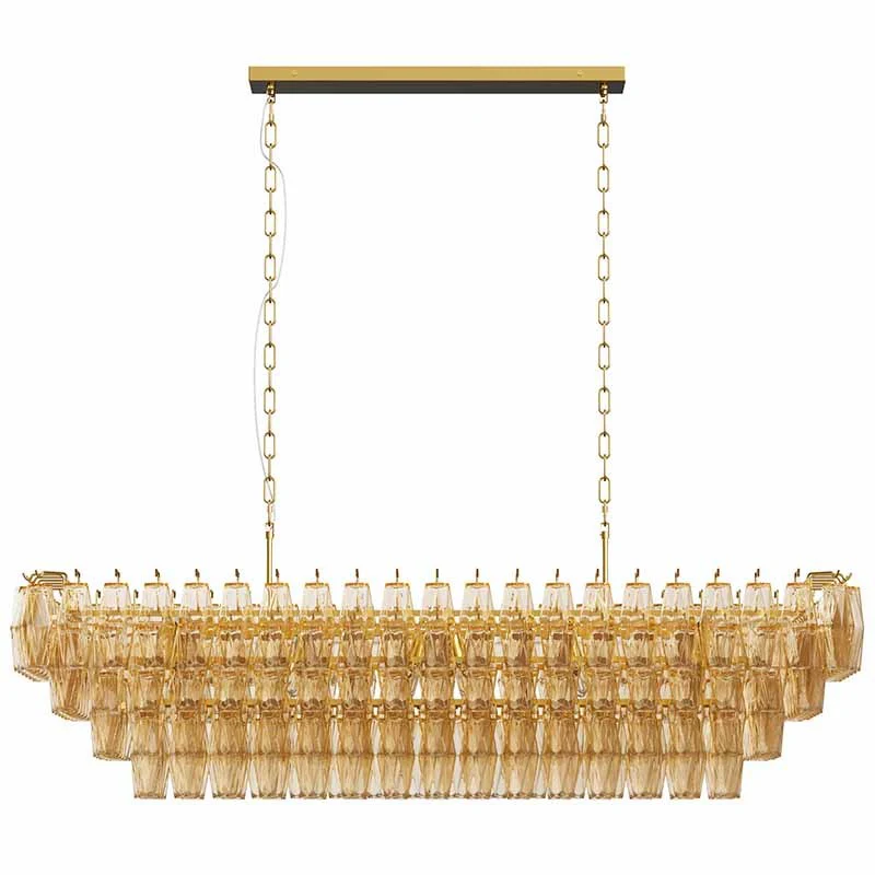 Modern Chandeliers for Dining Room, 54' Large Rectangle Gold Kitchen Chandelier Over Table, 12-Light with Smoke Glass Ceiling Lights, Farmhouse Pendant Lighting Fixture for Living Room Bedroom - Image 10